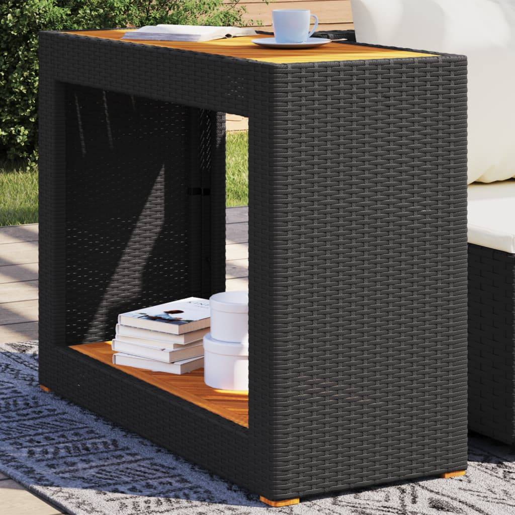 PANGIVO - Table d'appoint de jardin résine tressée bois noir 100x40x75 cm - PANGIVO - Image 1