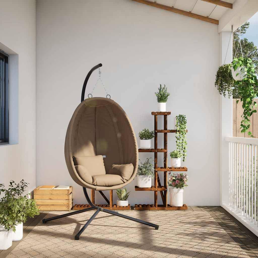 ComfortXL - Siège Cocon en Rotin Naturel Tressé sur Support Acier avec Coussins Doux pour Ambiance Rustique Chic Taupe – ComfortXL Outdoor Living - Image 3