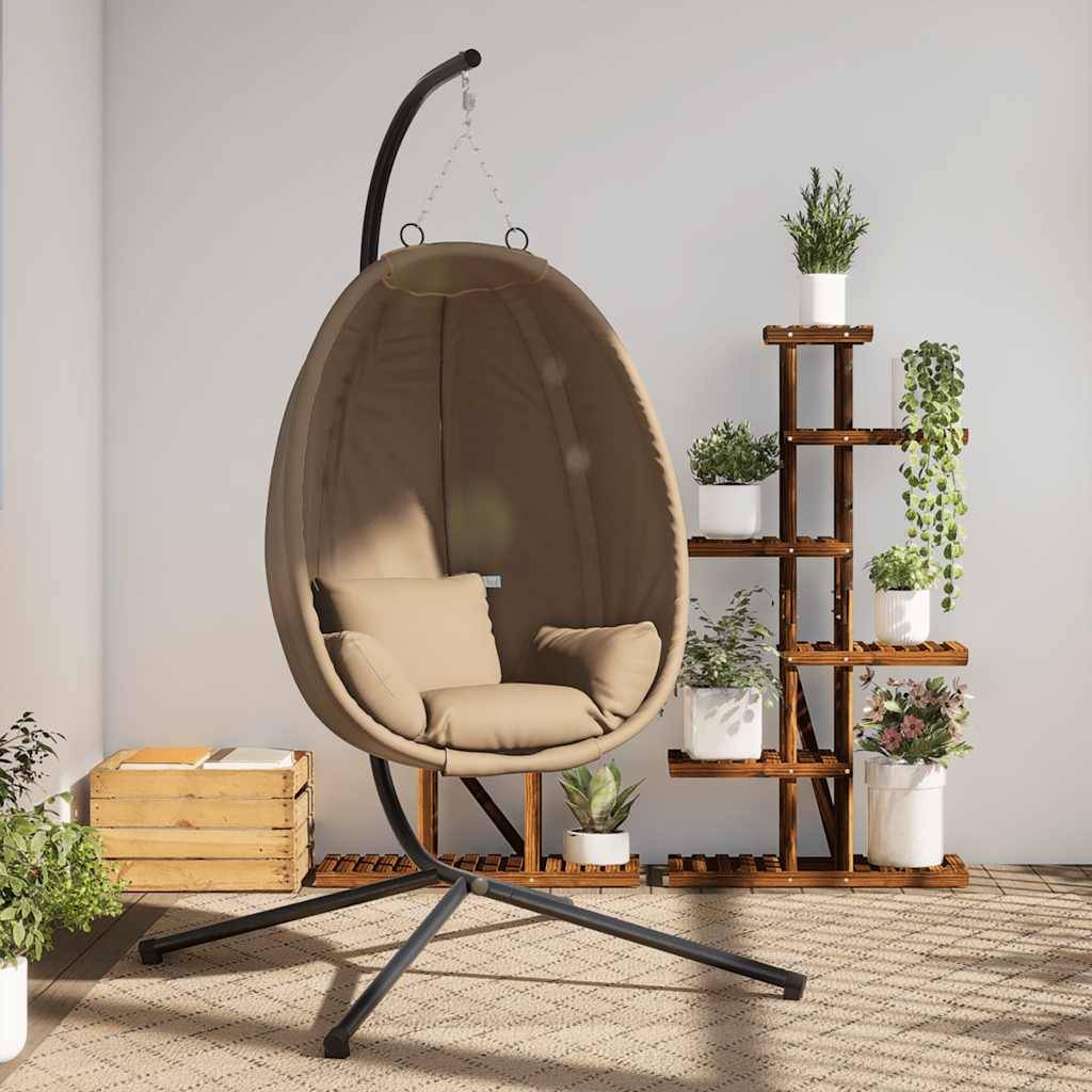 ComfortXL - Siège Cocon en Rotin Naturel Tressé sur Support Acier avec Coussins Doux pour Ambiance Rustique Chic Taupe – ComfortXL Outdoor Living - Image 1