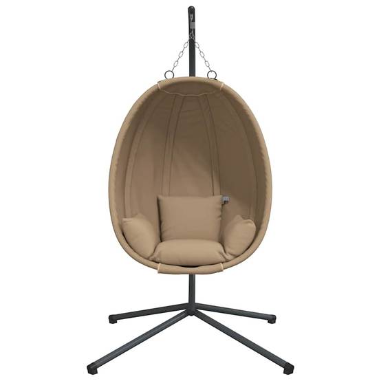 ComfortXL - Siège Cocon en Rotin Naturel Tressé sur Support Acier avec Coussins Doux pour Ambiance Rustique Chic Taupe – ComfortXL Outdoor Living - Image 4