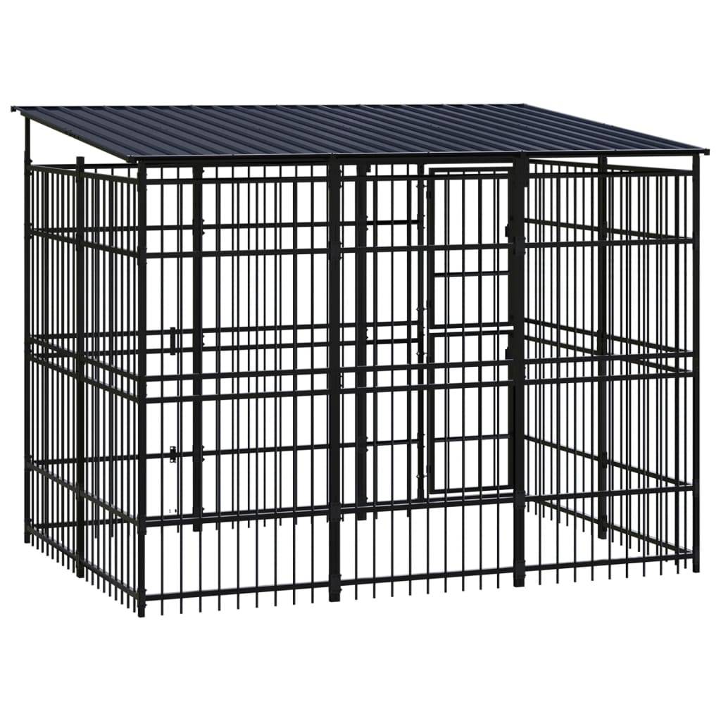 Vidaxl - Chenil d'extérieur avec toit pour chiens Acier 5,53 m² vidaXL 3097966 - Imagen 5