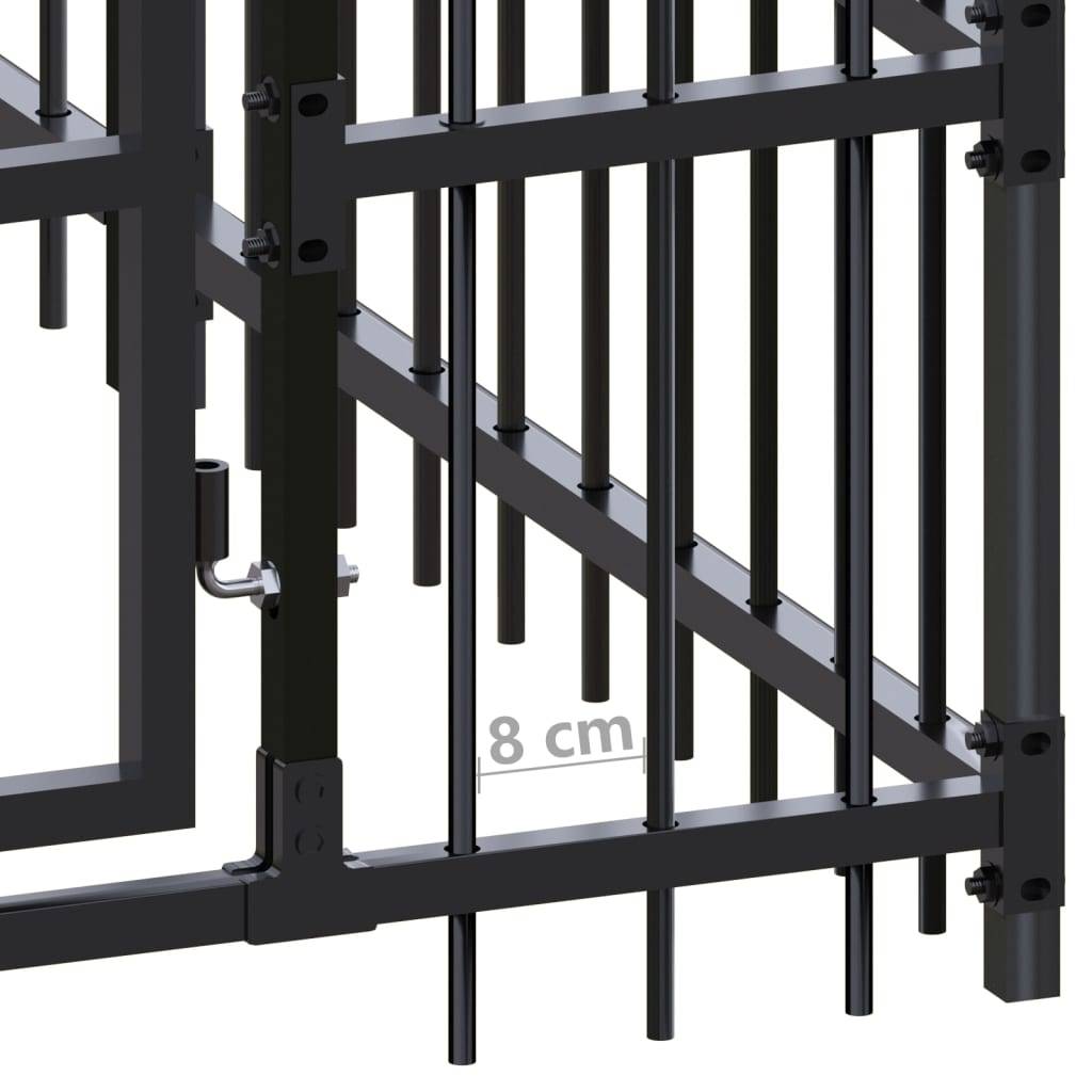 Vidaxl - Chenil d'extérieur avec toit pour chiens Acier 5,53 m² vidaXL 3097966 - Imagen 8