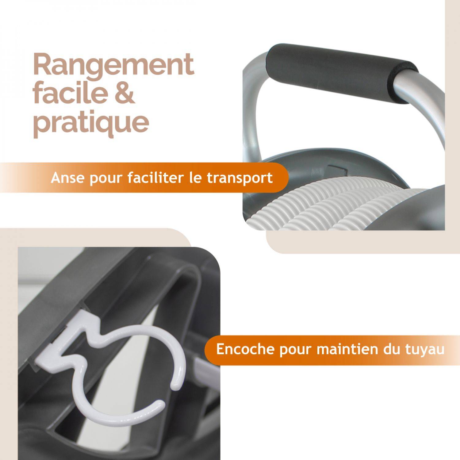 Linxor - Enrouleur de tuyau flottant jusqu'à 15 m pour piscine avec poignée de transport - Linxor - Imagen 3