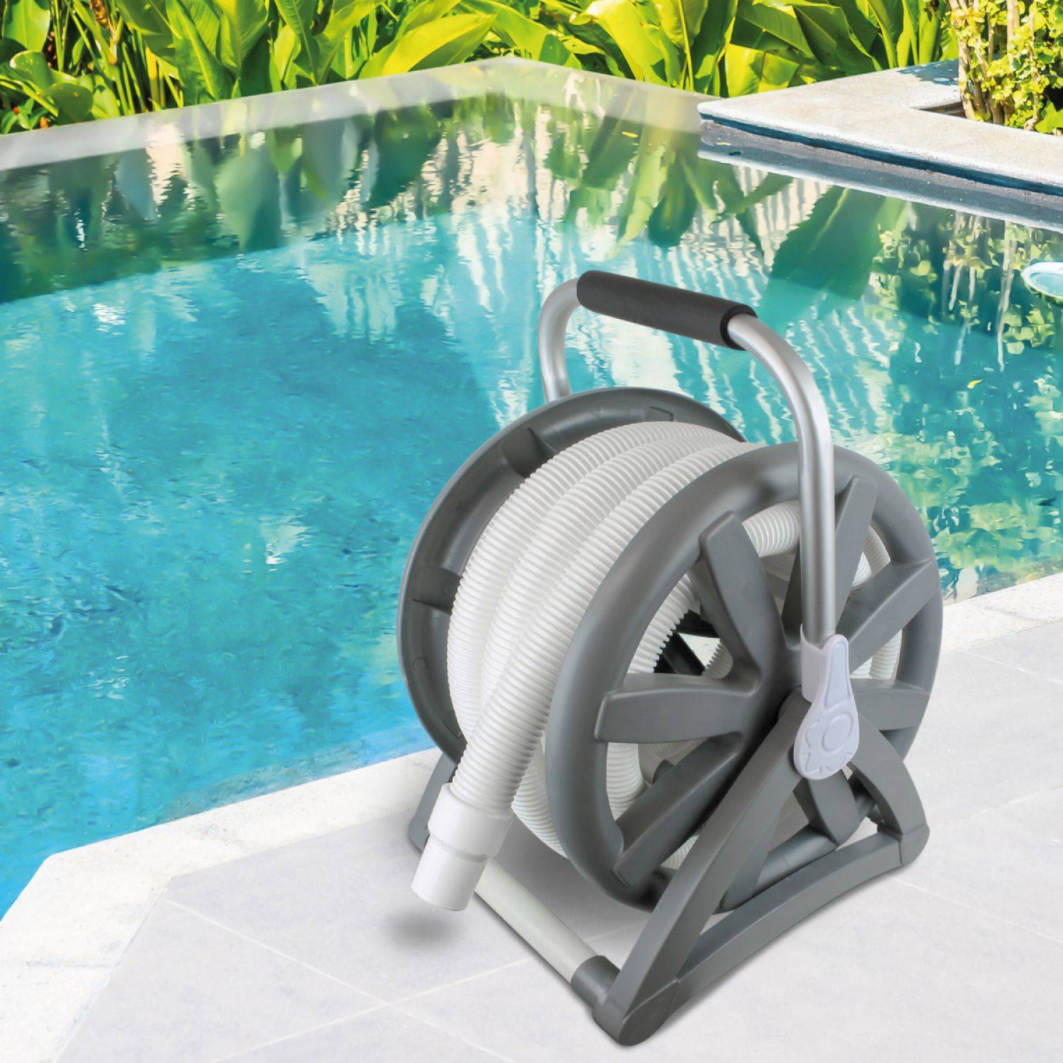 Linxor - Enrouleur de tuyau flottant jusqu'à 15 m pour piscine avec poignée de transport - Linxor - Imagen 5