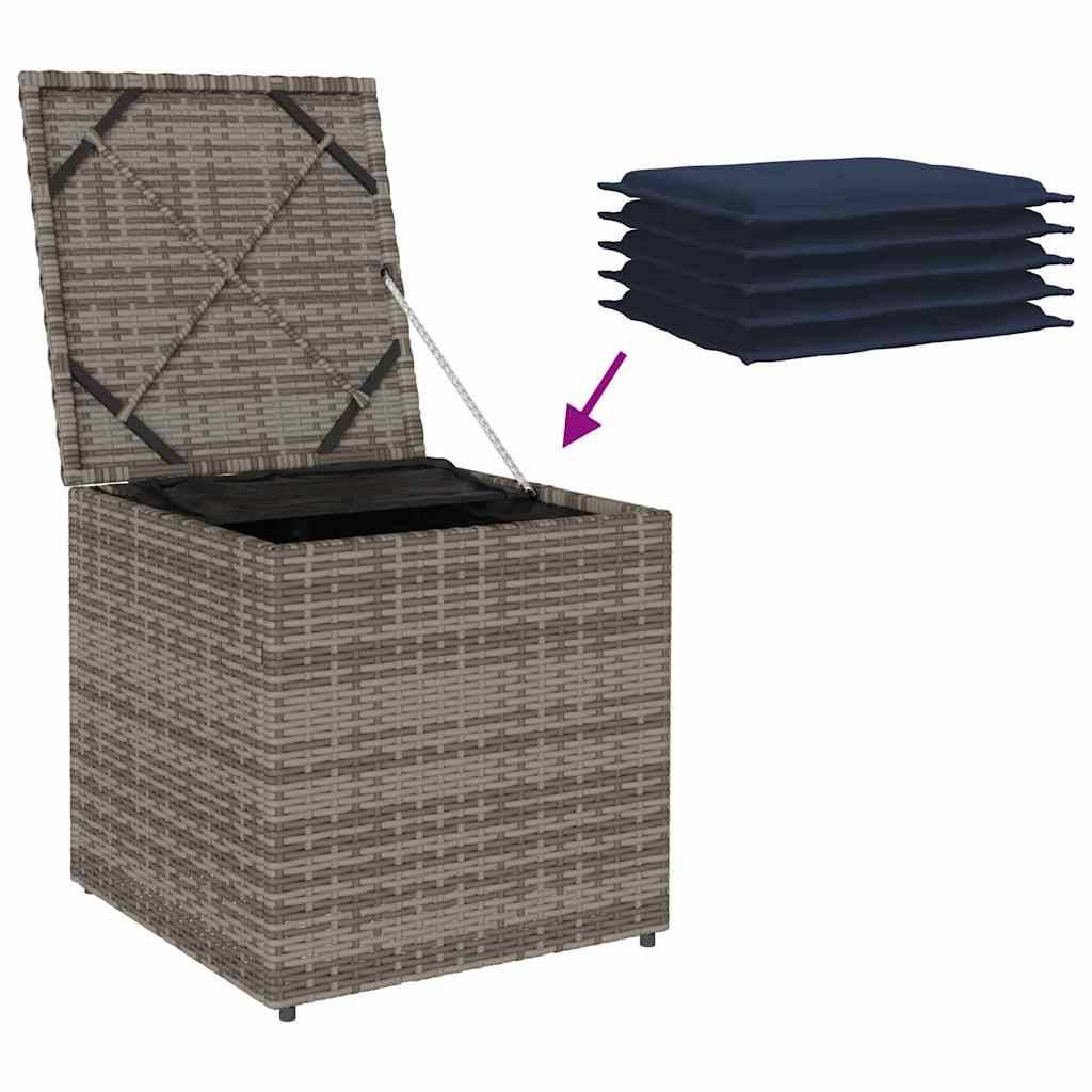 Coffre de Jardin Carré Polyrotin 125L Rangement Coussins et Outils Gris 50x50x50 cm – ComfortXL Outdoor Living - Image 4