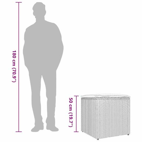 Coffre de Jardin Carré Polyrotin 125L Rangement Coussins et Outils Gris 50x50x50 cm – ComfortXL Outdoor Living - Image 6