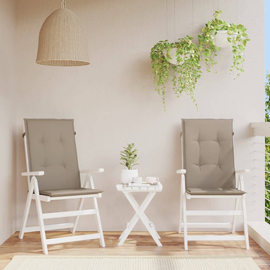 Coussins de chaise de jardin dossier haut polyester taupe 120 x 50 x 3 cm - PANGIVO - Image 1