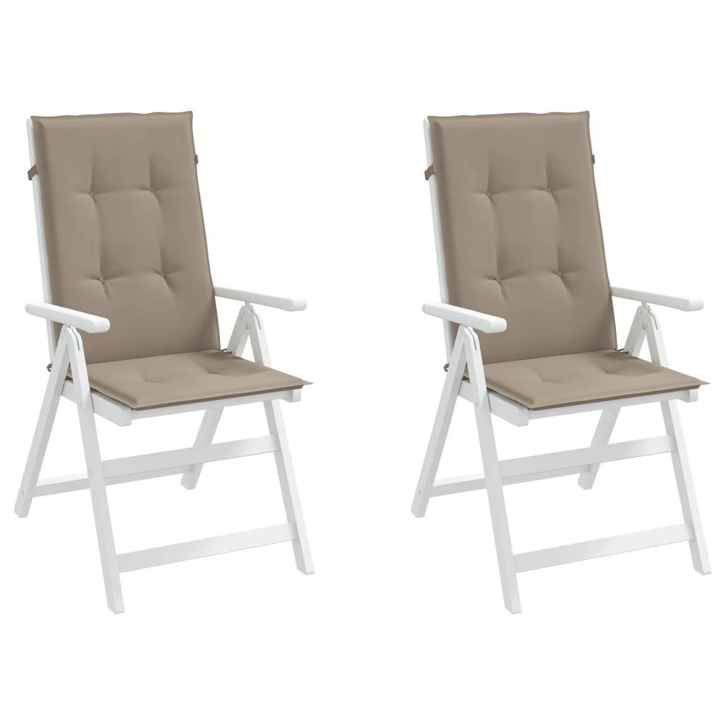 Coussins de chaise de jardin dossier haut polyester taupe 120 x 50 x 3 cm - PANGIVO - Image 4