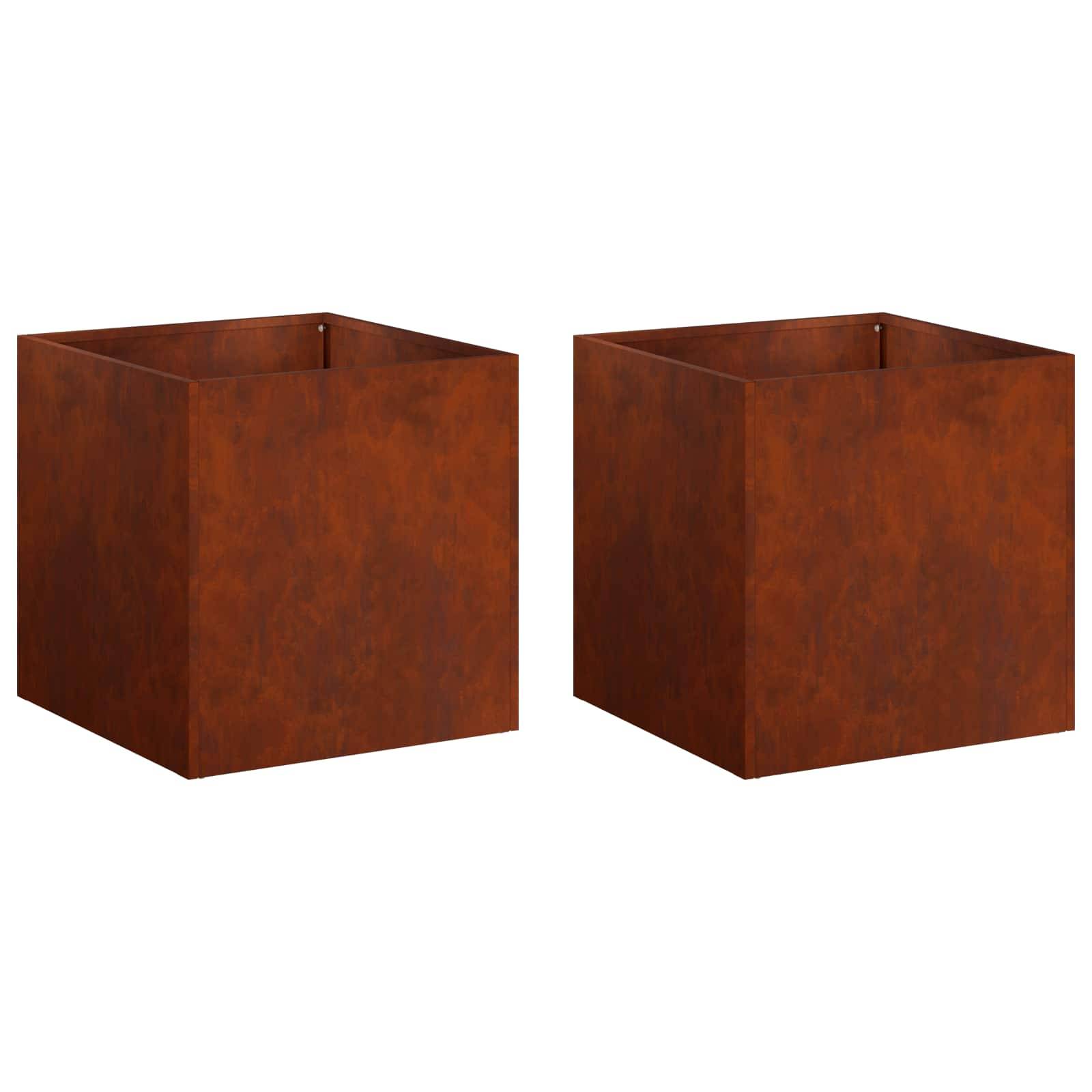 Vidaxl - Cache-pot de jardin 2 pc Rouillé 35 x 35 x 35 cm Acier patiné vidaXL 8004965 - Image 2