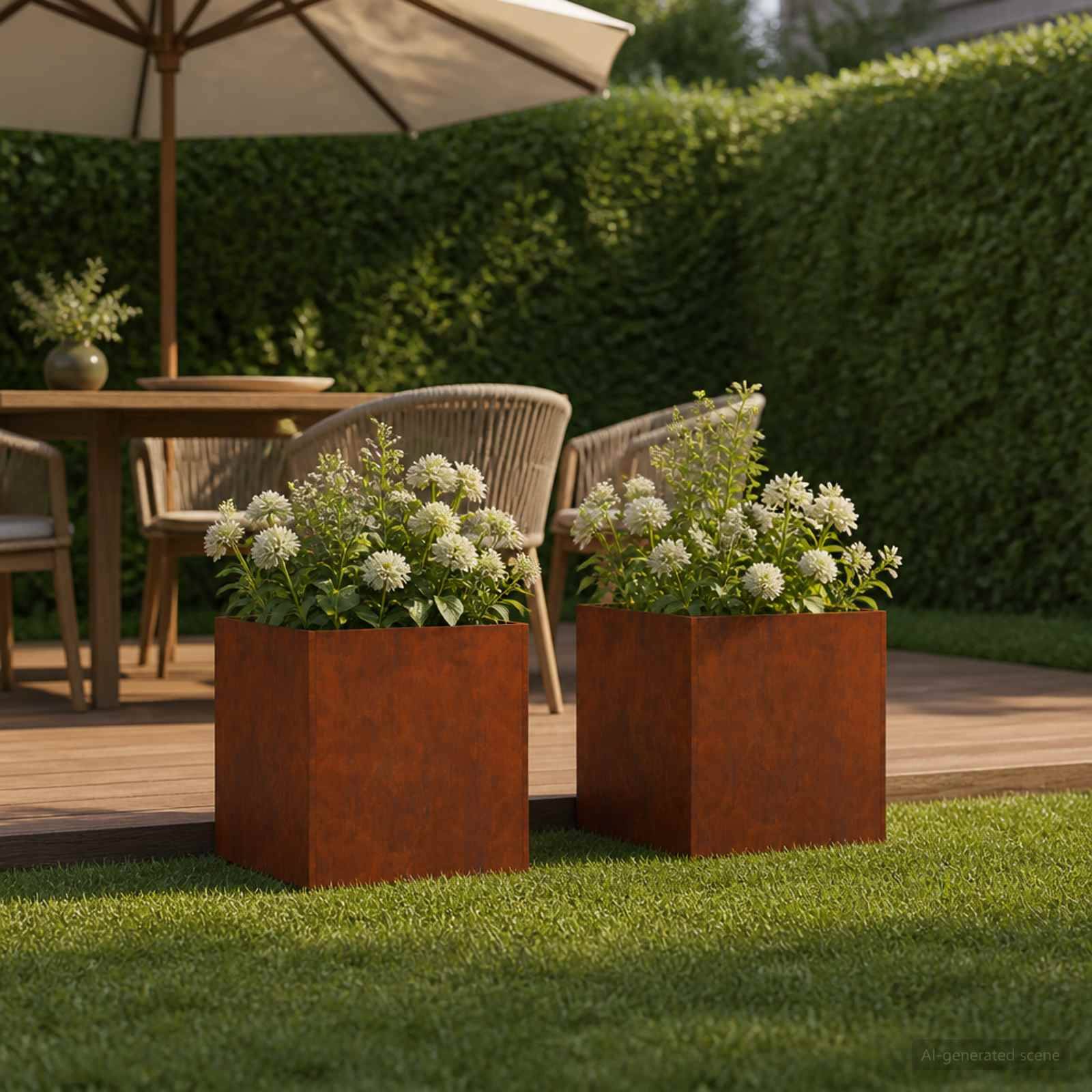 Vidaxl - Cache-pot de jardin 2 pc Rouillé 35 x 35 x 35 cm Acier patiné vidaXL 8004965 - Image 1