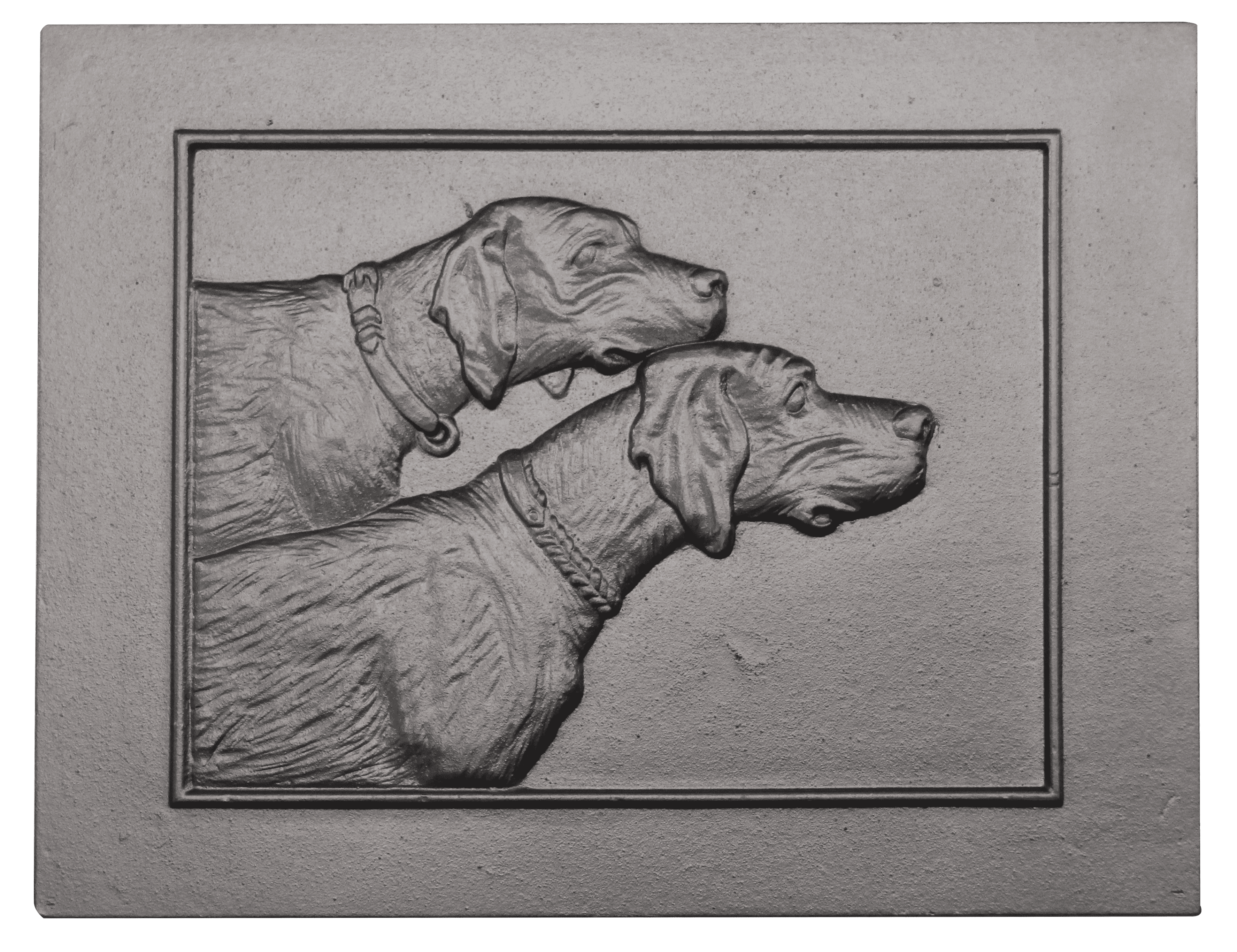 Plaque de cheminée les deux chiens Dommartin grise H. 46 cm X L. 60 cm - Imagen 1