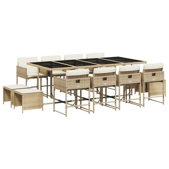 ComfortXL - Salon de Jardin Encastrable 12 Places Résine Tressée et Verre pour Terrasse Beige – ComfortXL Outdoor Living - Image 2