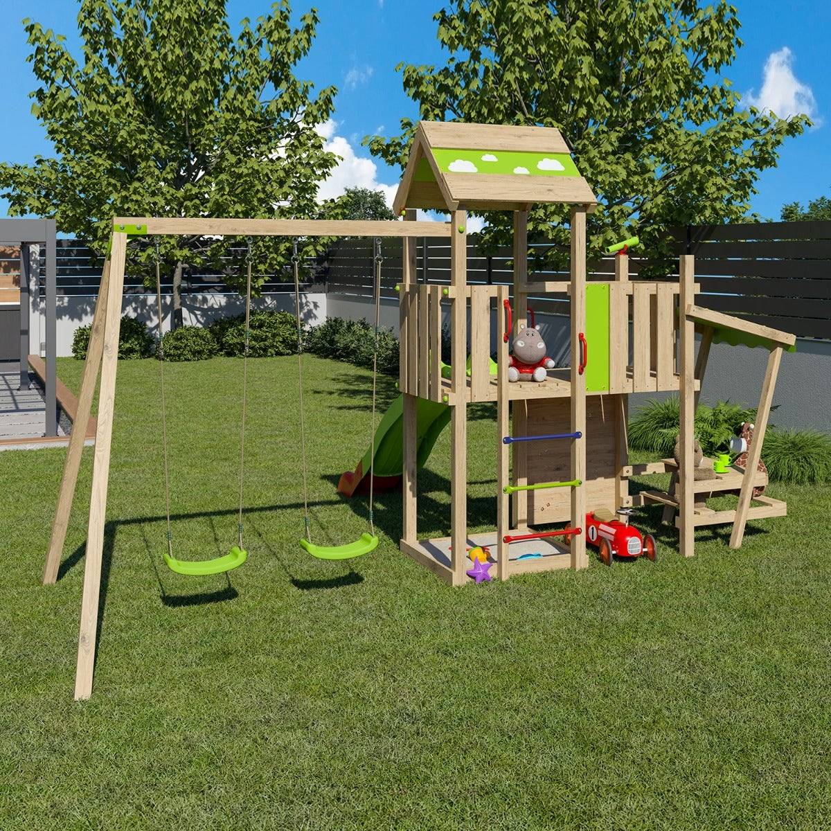 Aire de jeux bois 2,20 m ZESTY XPRESSION - 12 enfants - Image 4