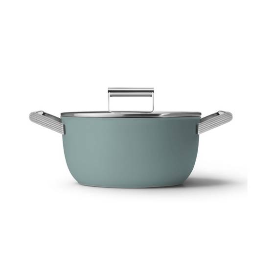 Faitout vert émeraude mat 24cm + couvercle CSF2412EGM Smeg - Image 1
