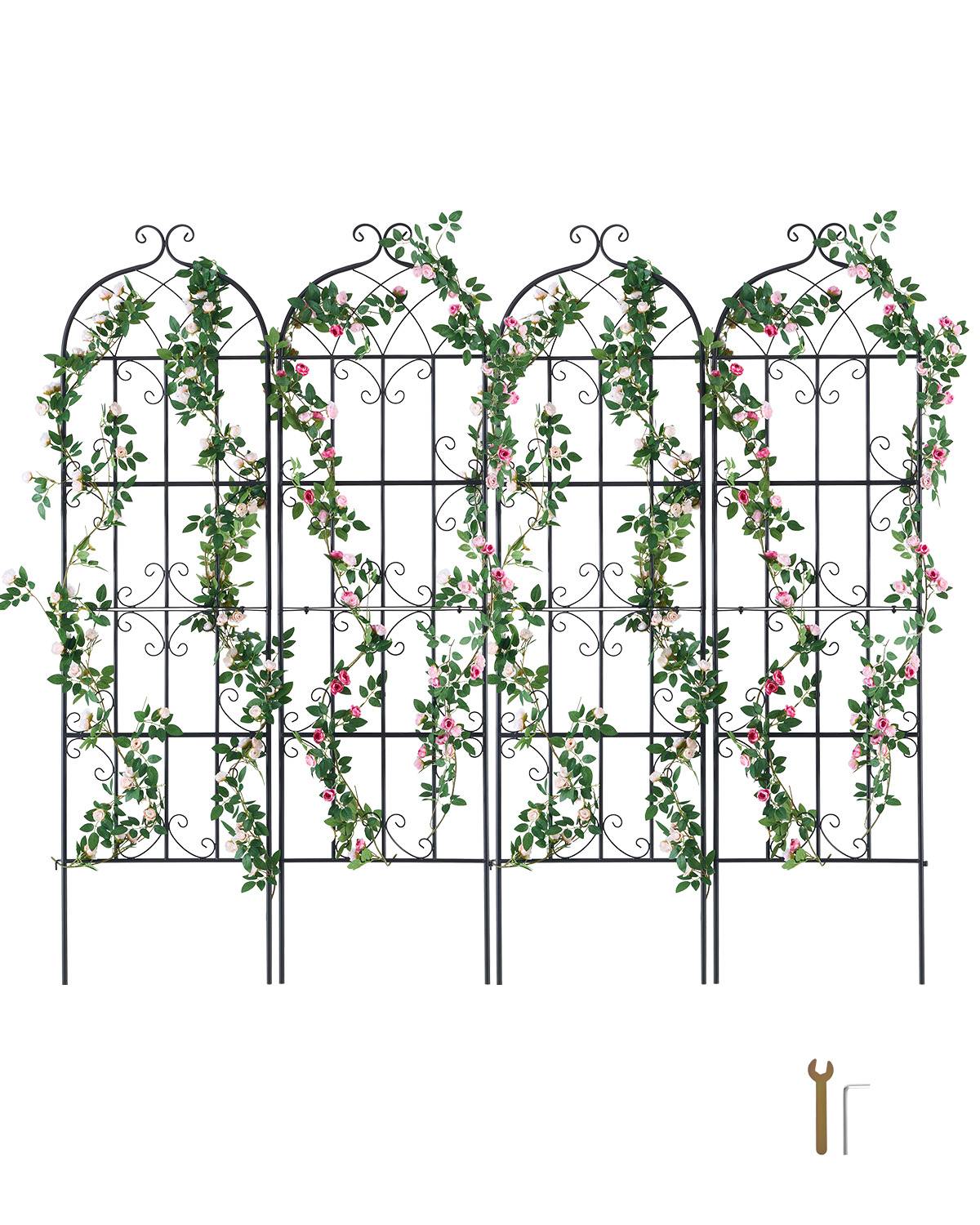 VEVOR Treillis jardin plantes grimpantes, 51x180 cm, métal antirouille. 4 pièces, pour rosiers, concombres. - Image 1