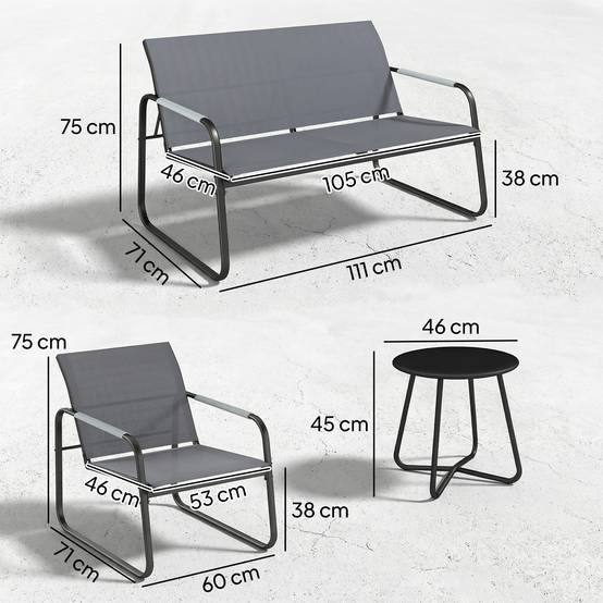 Ensemble de salon de jardin 4 places, canapé 2 places, 2 fauteuils et table ronde, tressage en corde, antidérapant - Image 3