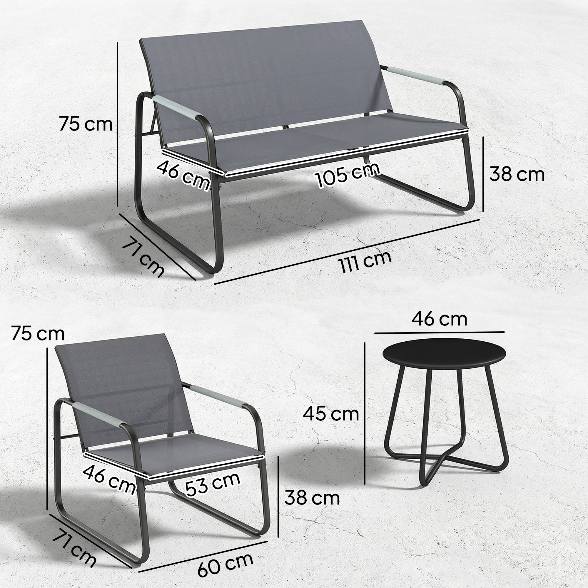 Ensemble de salon de jardin 4 places, canapé 2 places, 2 fauteuils et table ronde, tressage en corde, antidérapant - Image 3