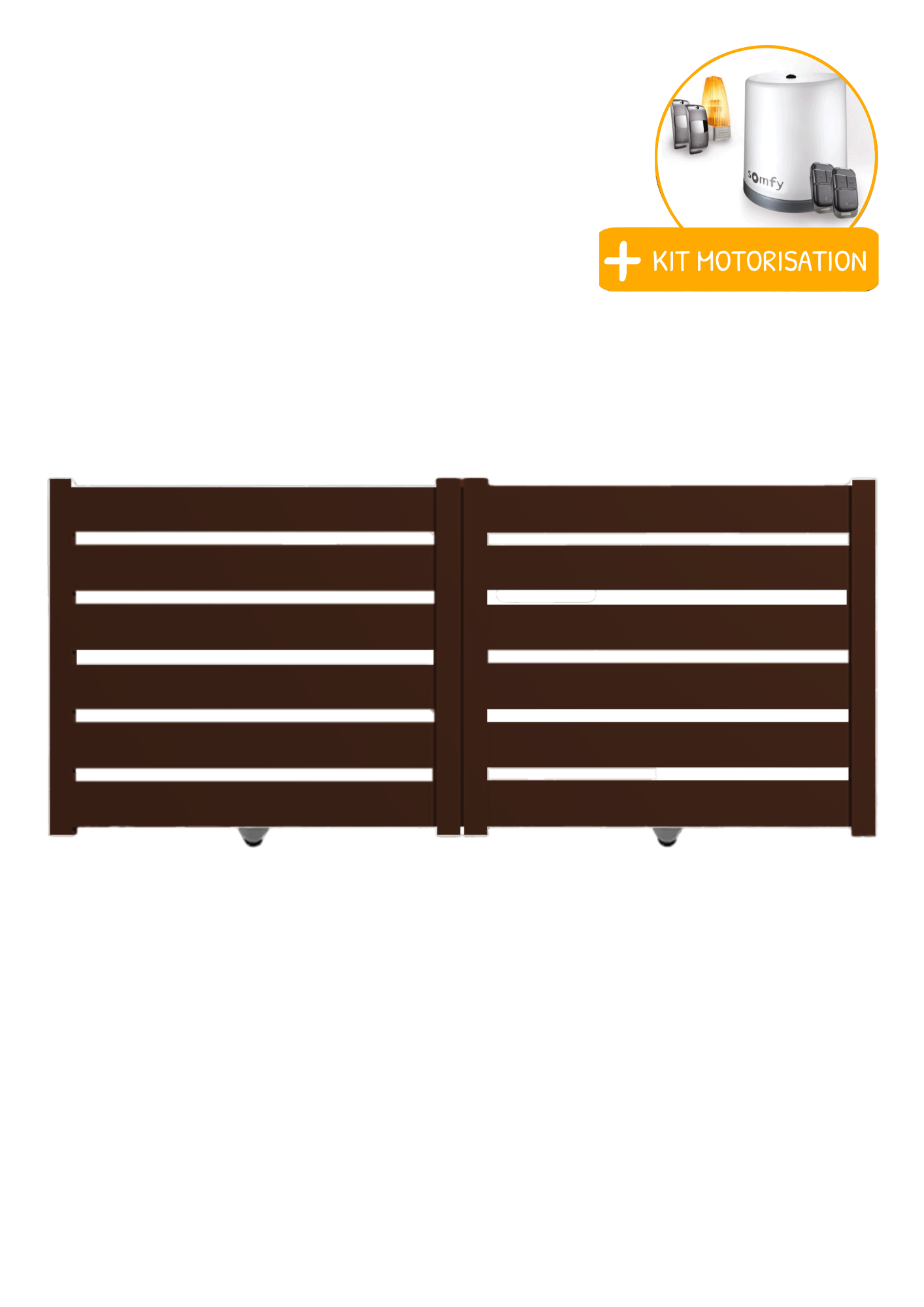 Portail Packit - Portail alu coulissant SAH en kit +MOT dim. L.3000 (entre piliers) X H.1500 mm  Marron (RAL 1247)