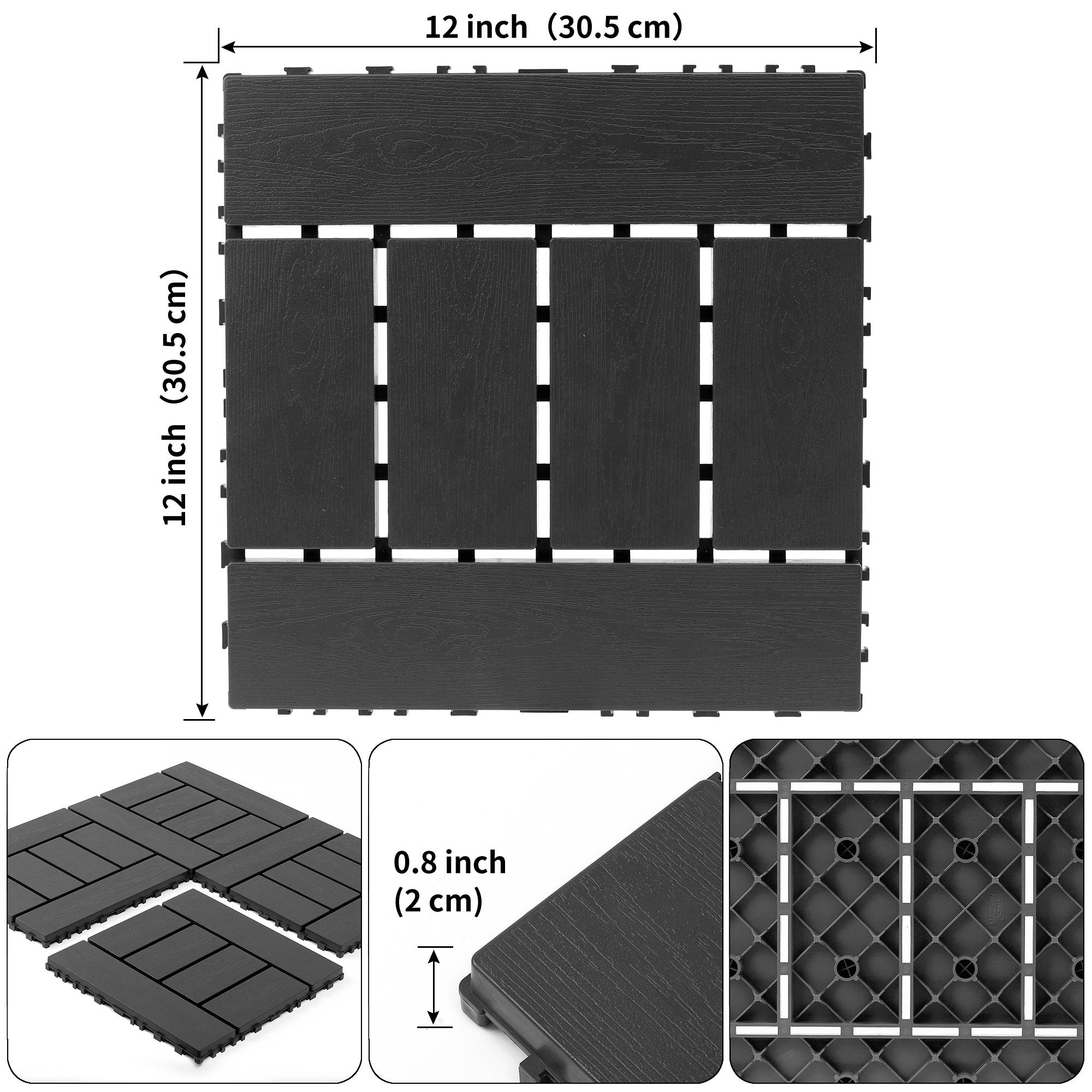 PANGIVO - Dalles de terrasses polypropylène gris 30 x 30 x 2 cm - PANGIVO - Image 3