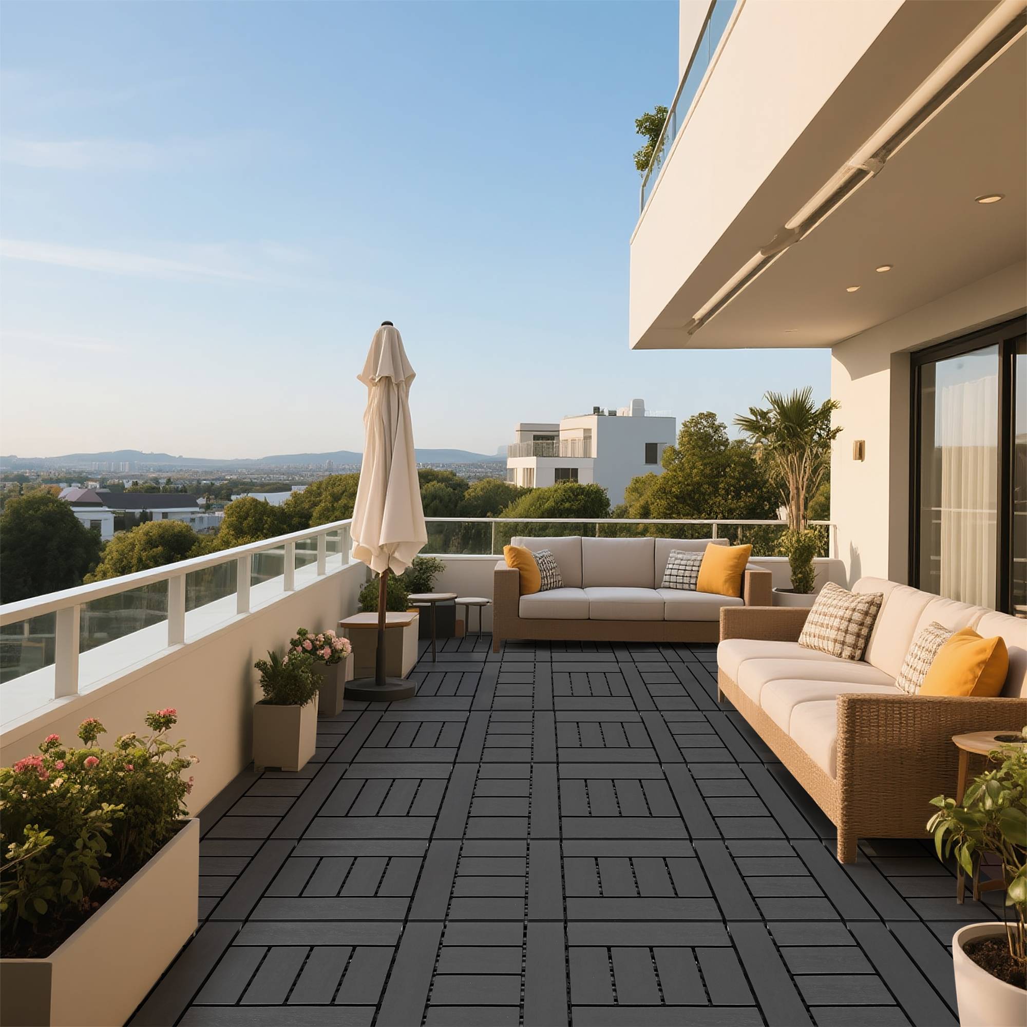 PANGIVO - Dalles de terrasses polypropylène gris 30 x 30 x 2 cm - PANGIVO - Image 7