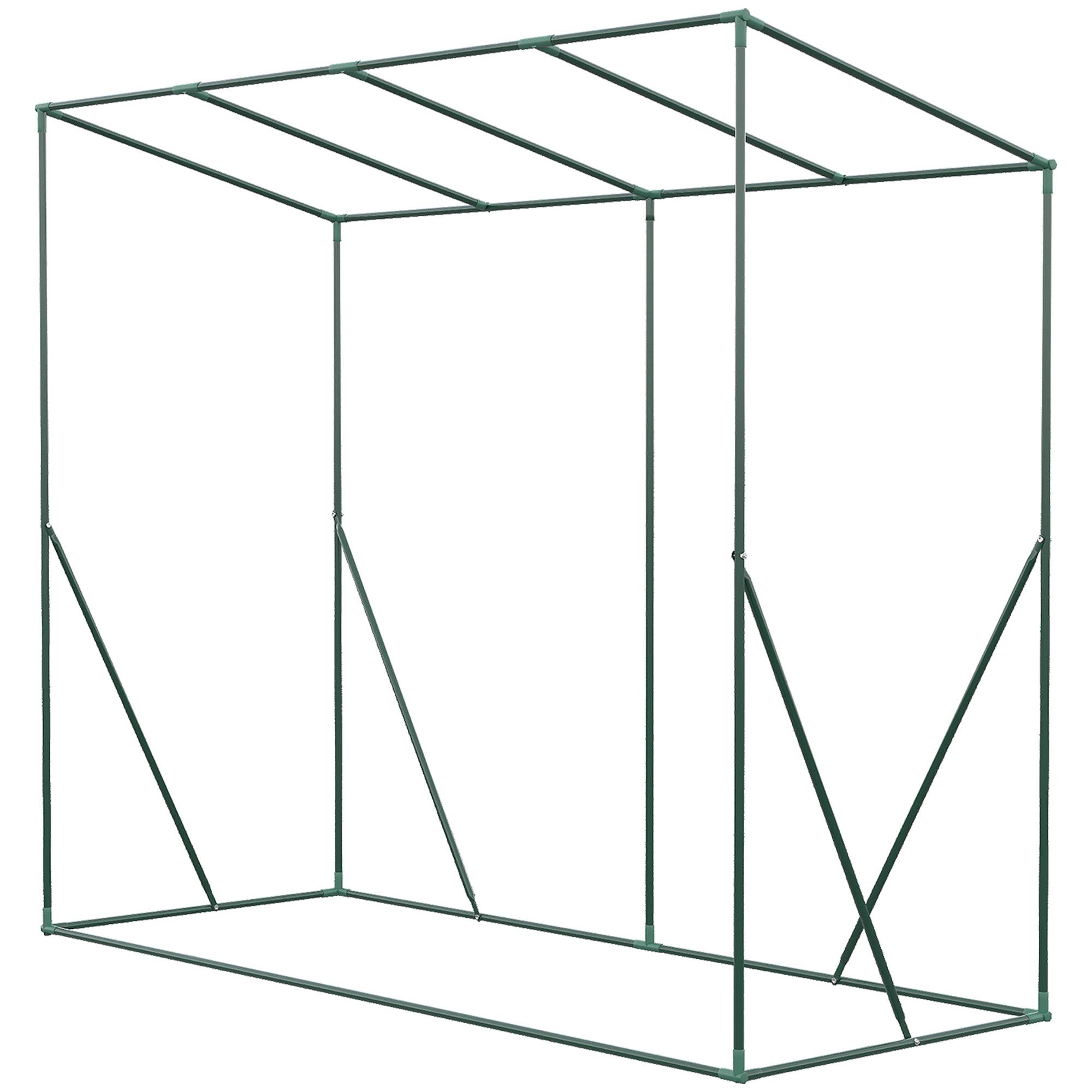 Serre adossée acier pour potager extérieur avec toit incliné 200x77x169cm vert - ComfortXL Outdoor Living - Image 10