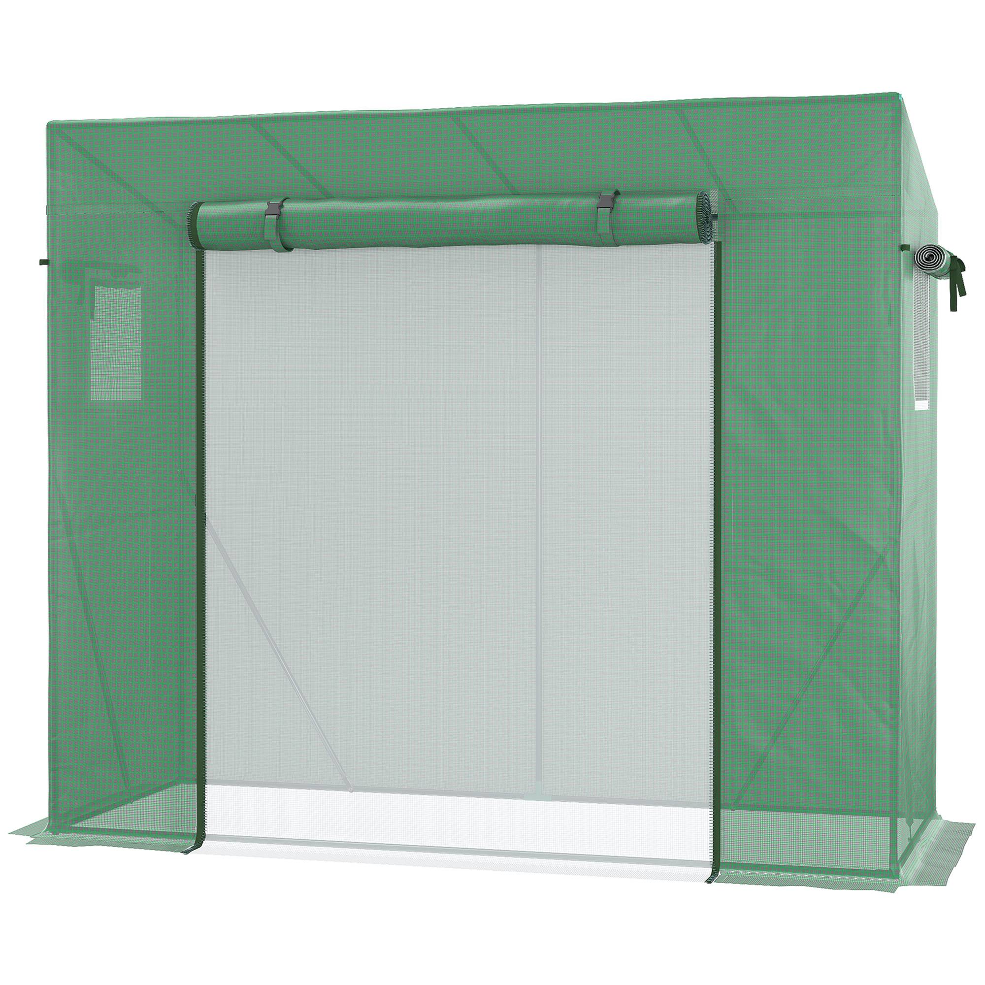 Serre adossée acier pour potager extérieur avec toit incliné 200x77x169cm vert - ComfortXL Outdoor Living - Image 2
