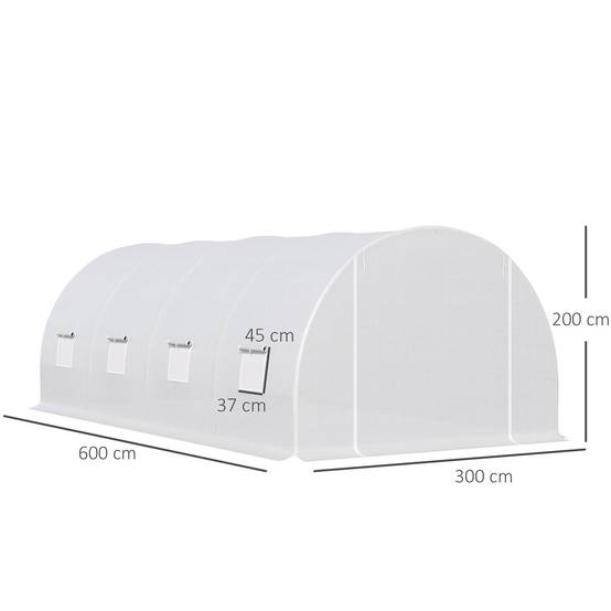 ComfortXL - Serre tunnel maraîchère acier renforcé culture fruits légumes 8 fenêtres 600x300x200cm blanc - ComfortXL Outdoor Living - Image 5