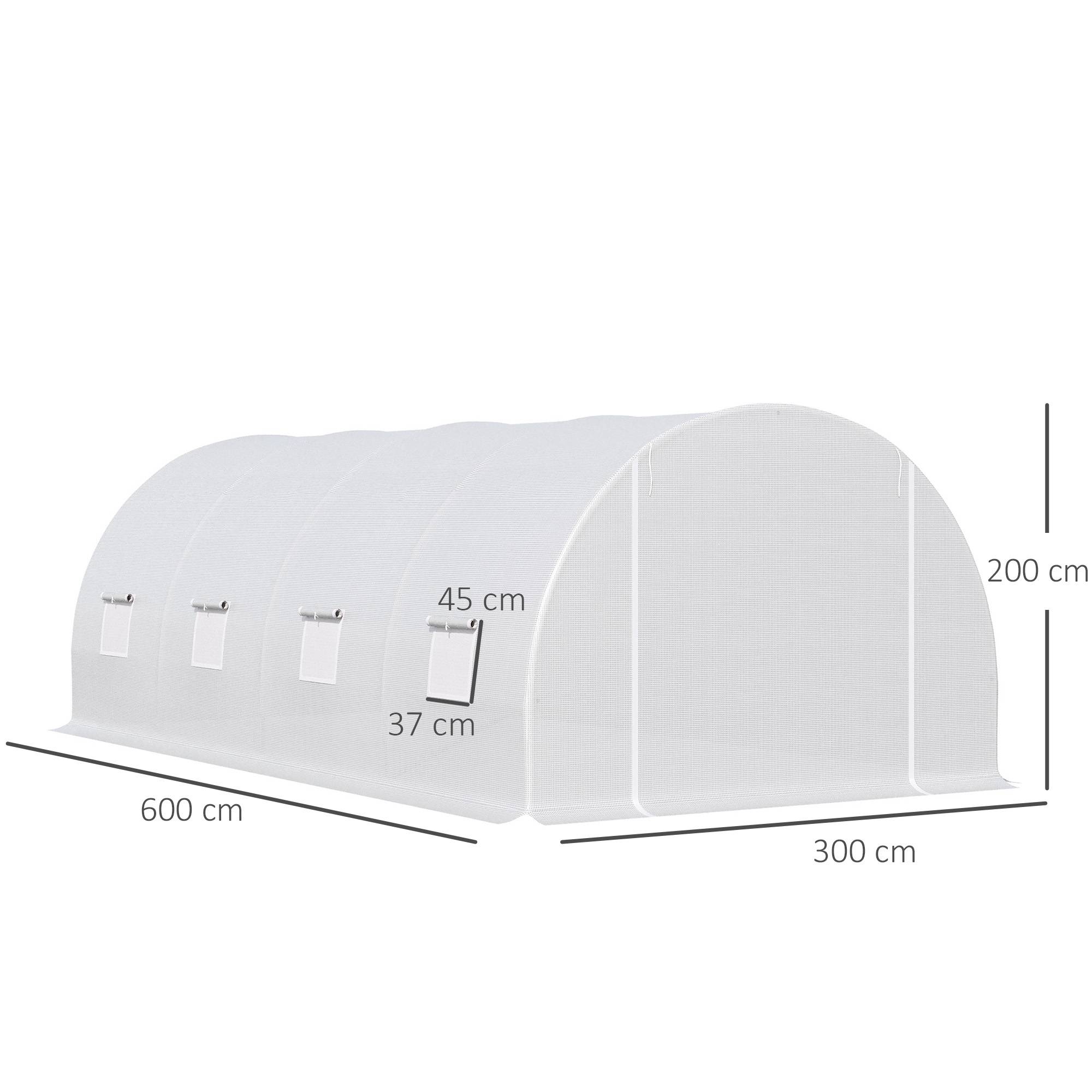 ComfortXL - Serre tunnel maraîchère acier renforcé culture fruits légumes 8 fenêtres 600x300x200cm blanc - ComfortXL Outdoor Living - Image 5