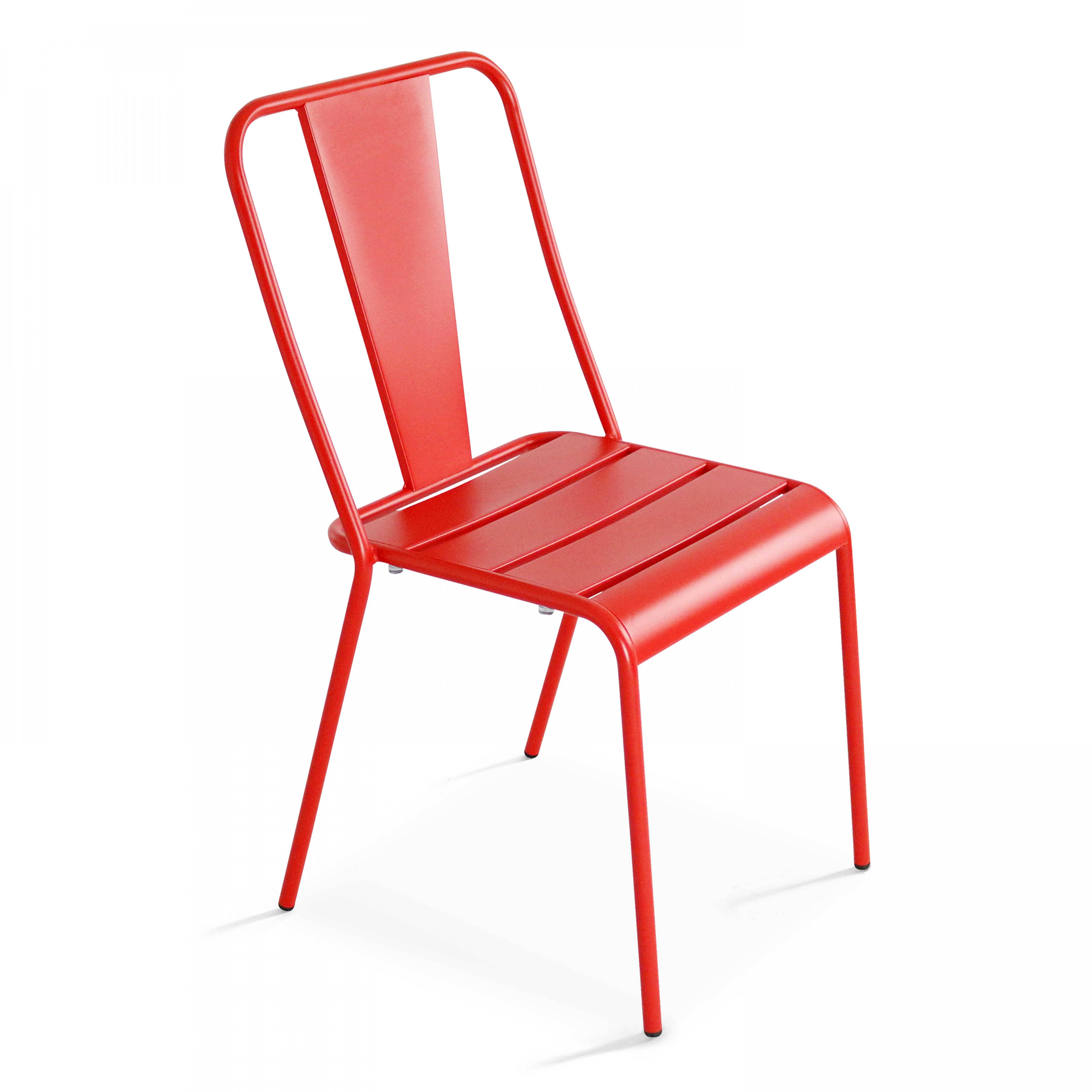 Oviala - Ensemble table ronde et 2 chaises de jardin bistrot métal rouge Palavas - Oviala - Imagen 5