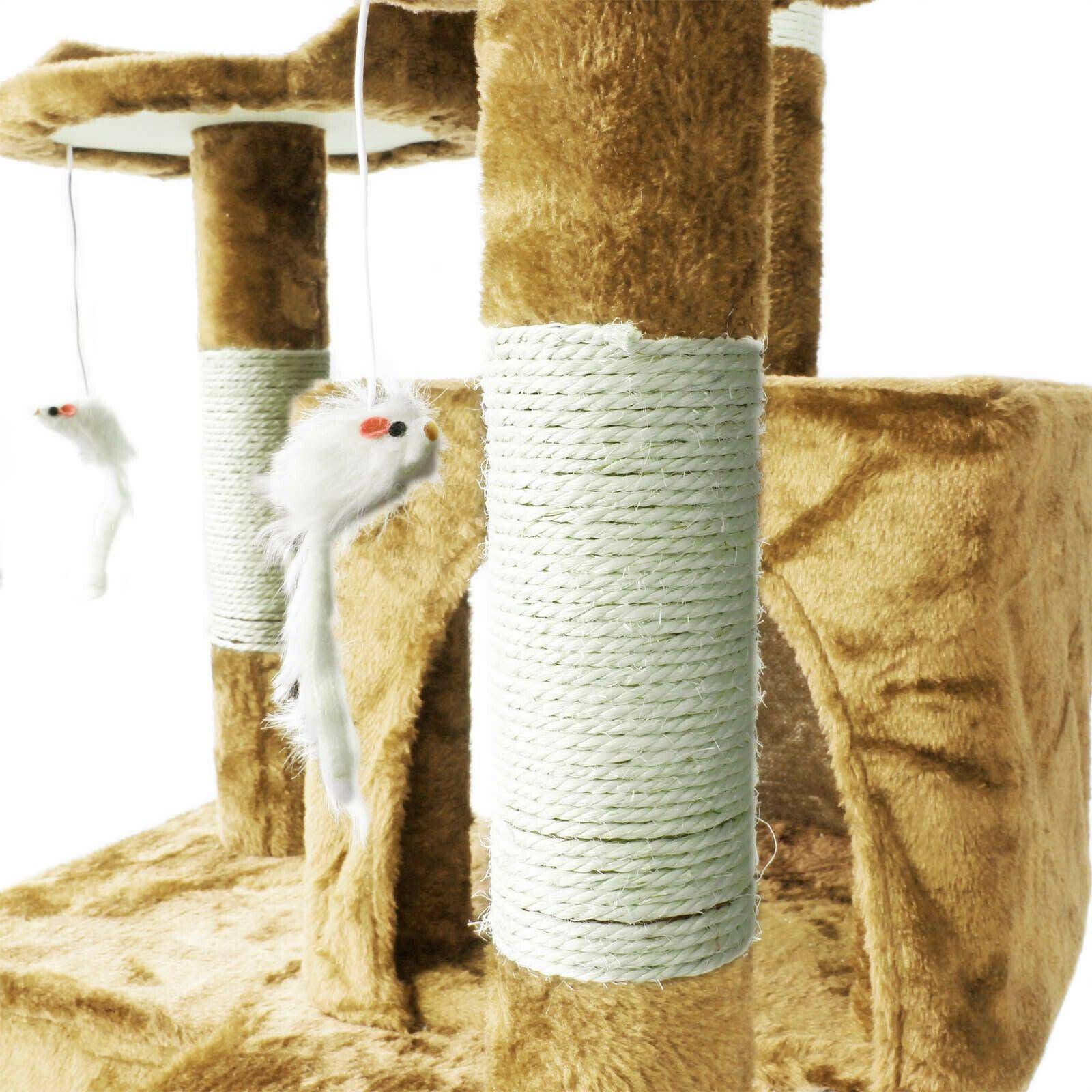Helloshop26 - Arbre à chat 170 cm corde en sisal griffoir grattoir jeux plateforme beige - Imagen 4
