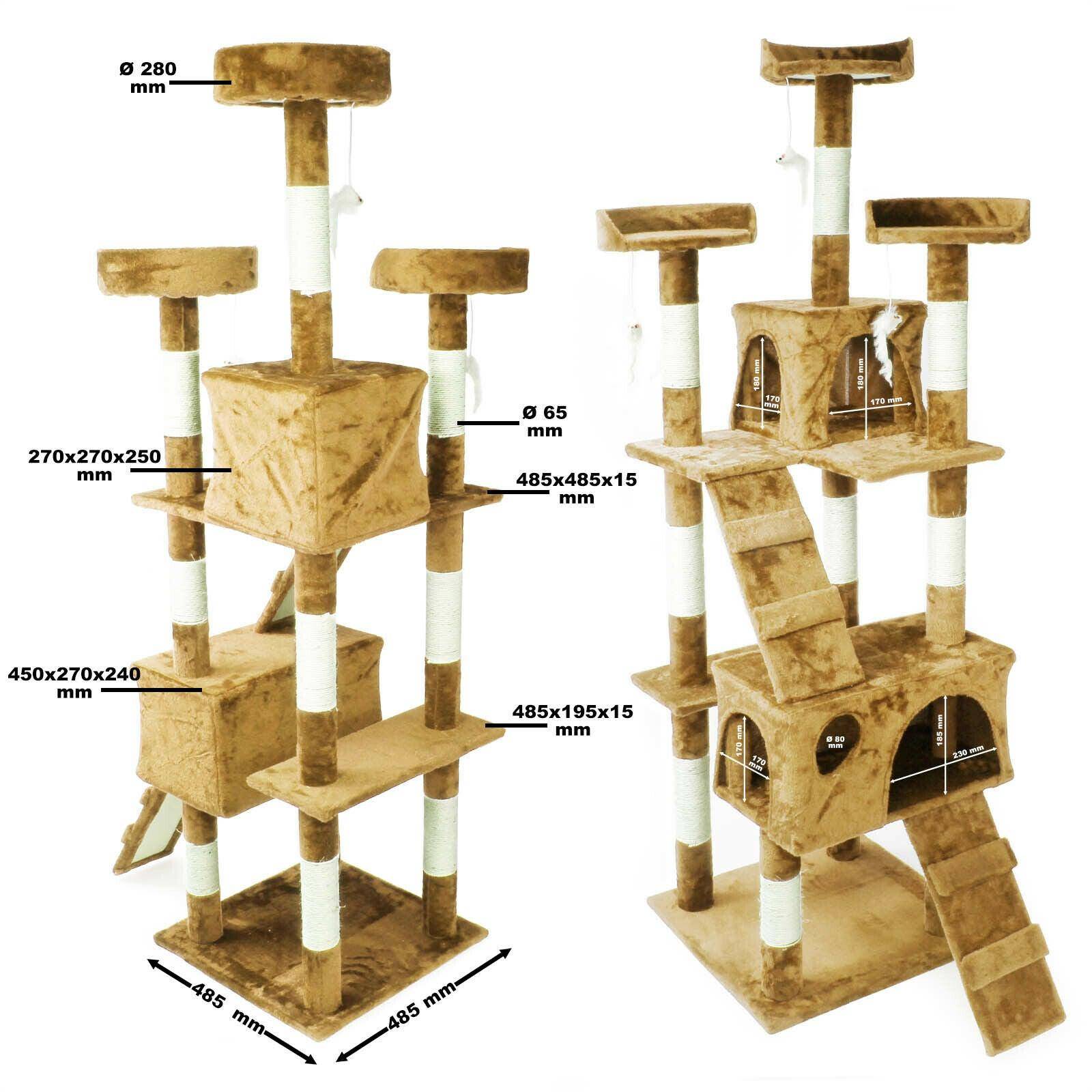 Helloshop26 - Arbre à chat 170 cm corde en sisal griffoir grattoir jeux plateforme beige - Imagen 2