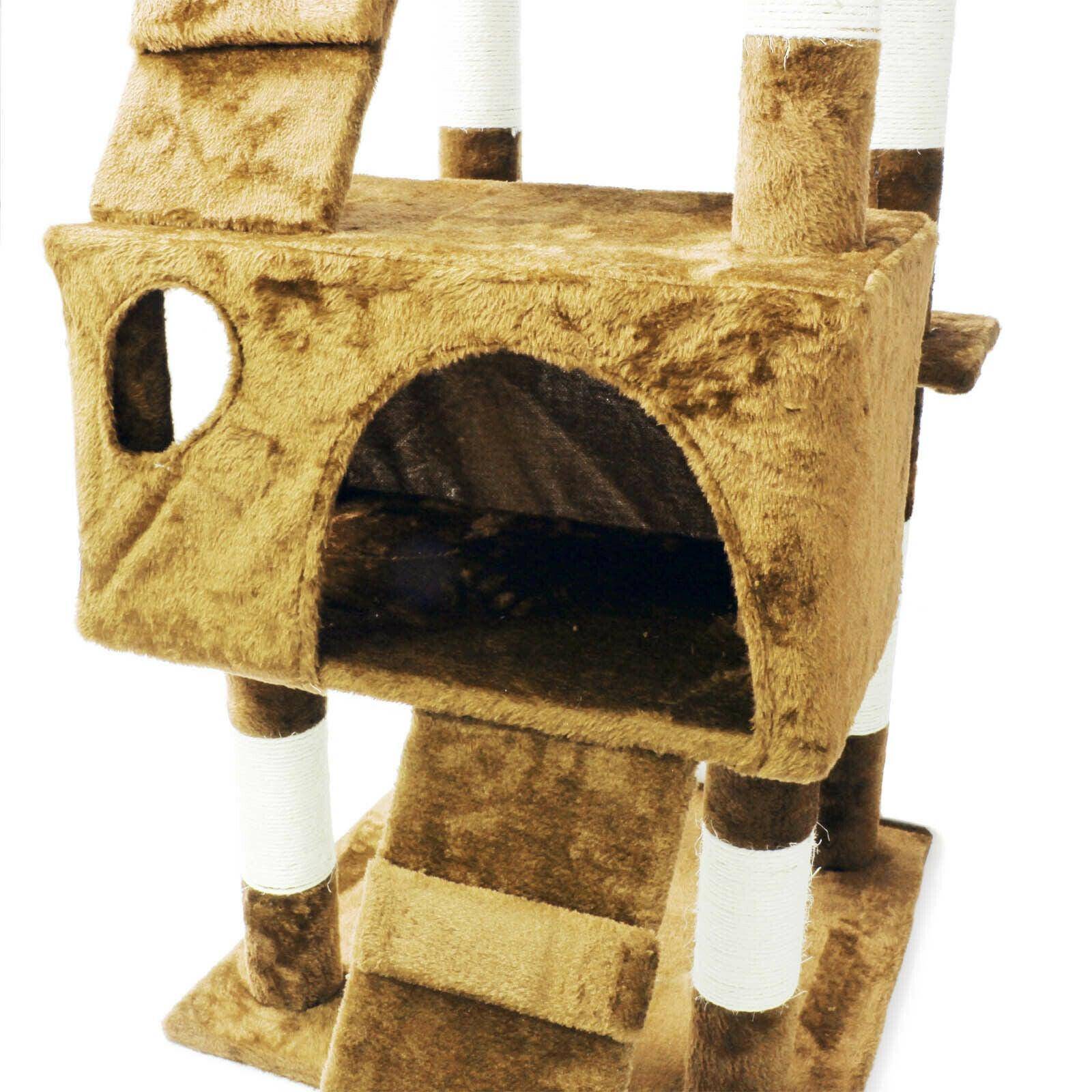Helloshop26 - Arbre à chat 170 cm corde en sisal griffoir grattoir jeux plateforme beige - Imagen 5