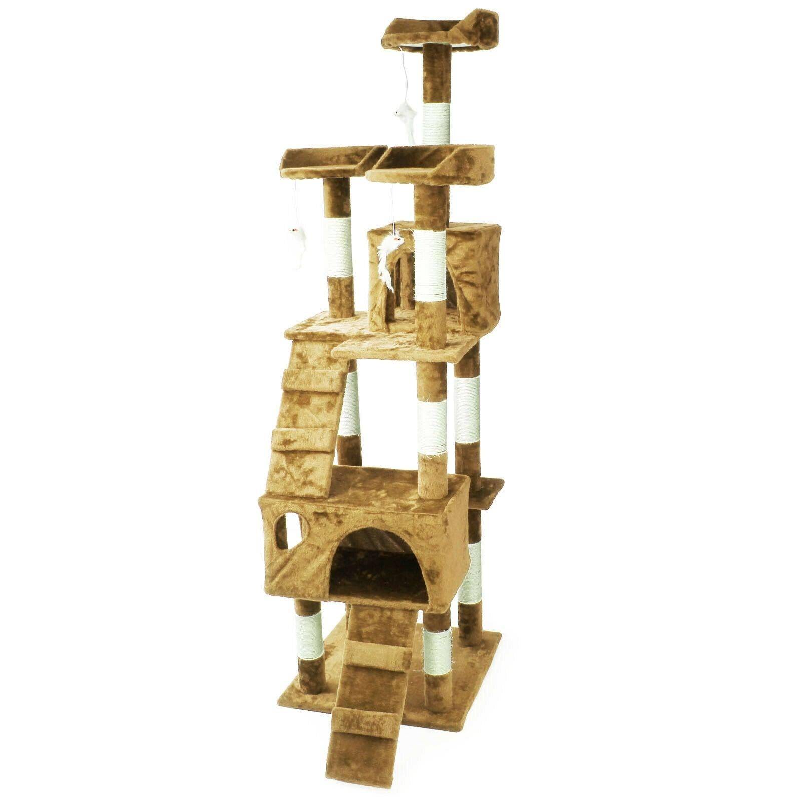 Helloshop26 - Arbre à chat 170 cm corde en sisal griffoir grattoir jeux plateforme beige - Imagen 1