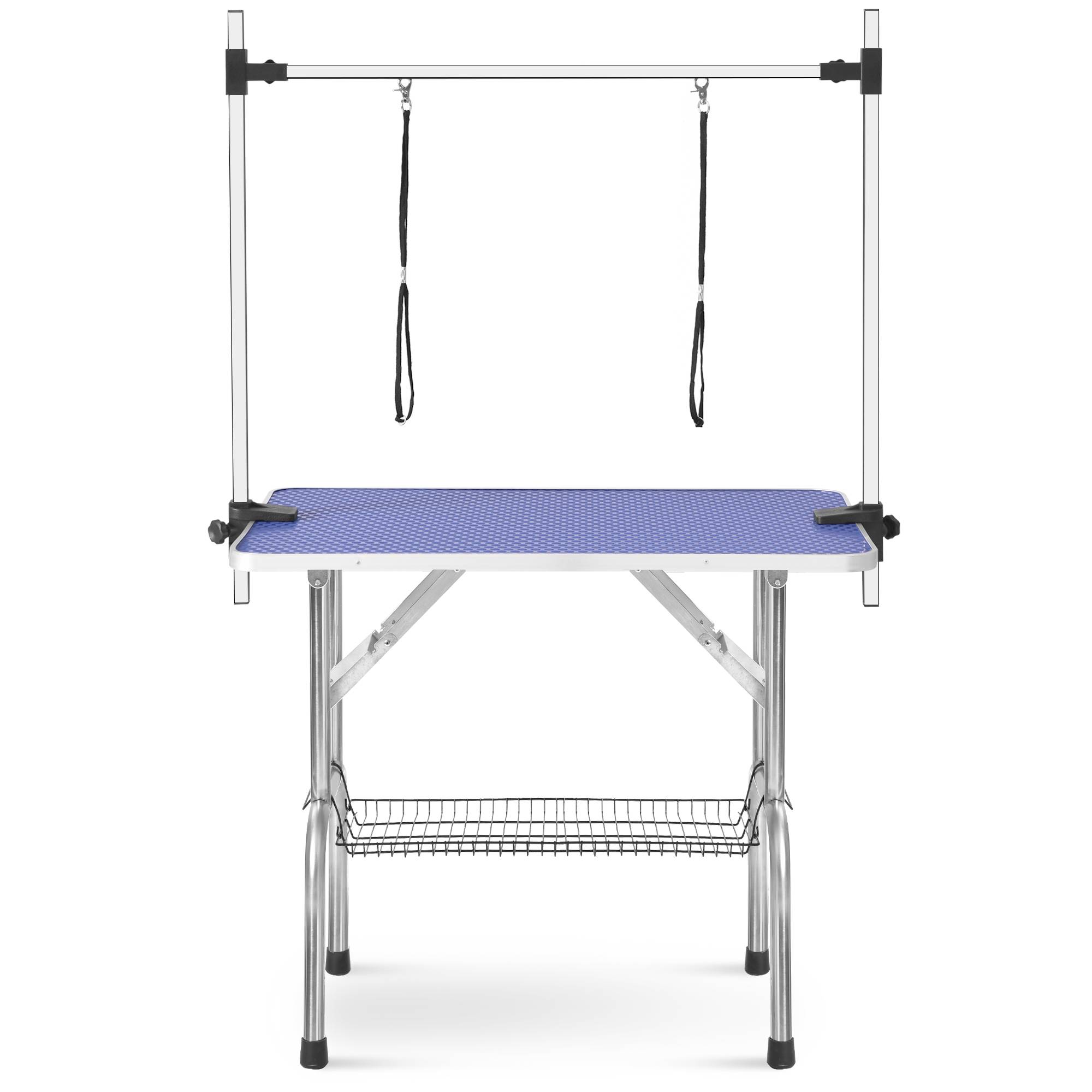 Table de toilettage pliante animaux domestiques 117 x 61 x 76 cm acier inoxydable et MDF bleu - PANGIVO - Image 3
