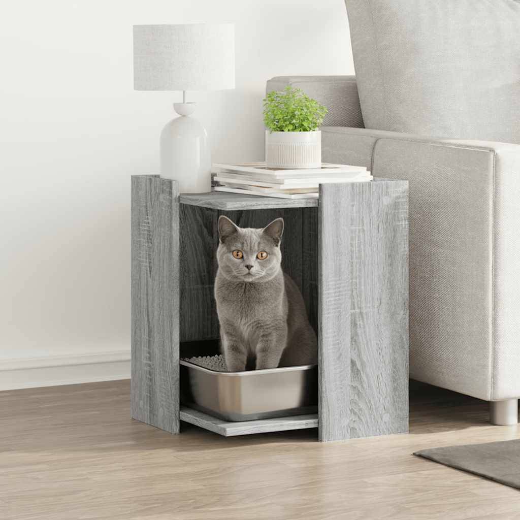 Vidaxl - Meuble de bac à litière pour chat sonoma gris bois d'ingénierie vidaXL 857747 - Image 1