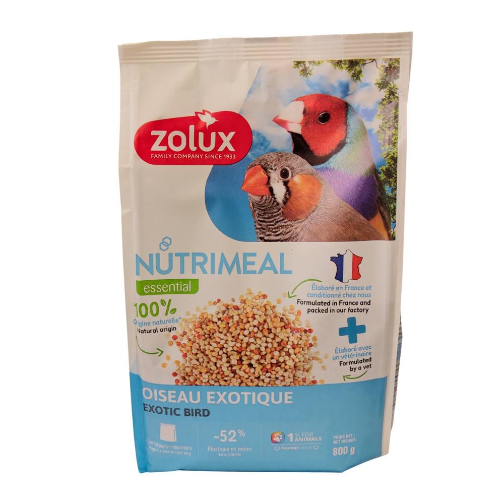 Zolux - Graines Alimentation oiseaux exotique nutrimeal, 800g.