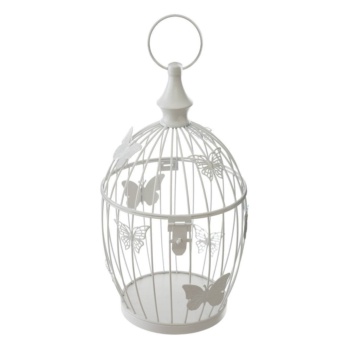 Atmosphera - Set de 2 cages "Yanna" en métal blanc D17/23,5cm - Atmosphera Créateur d'intérieur - Imagen 2