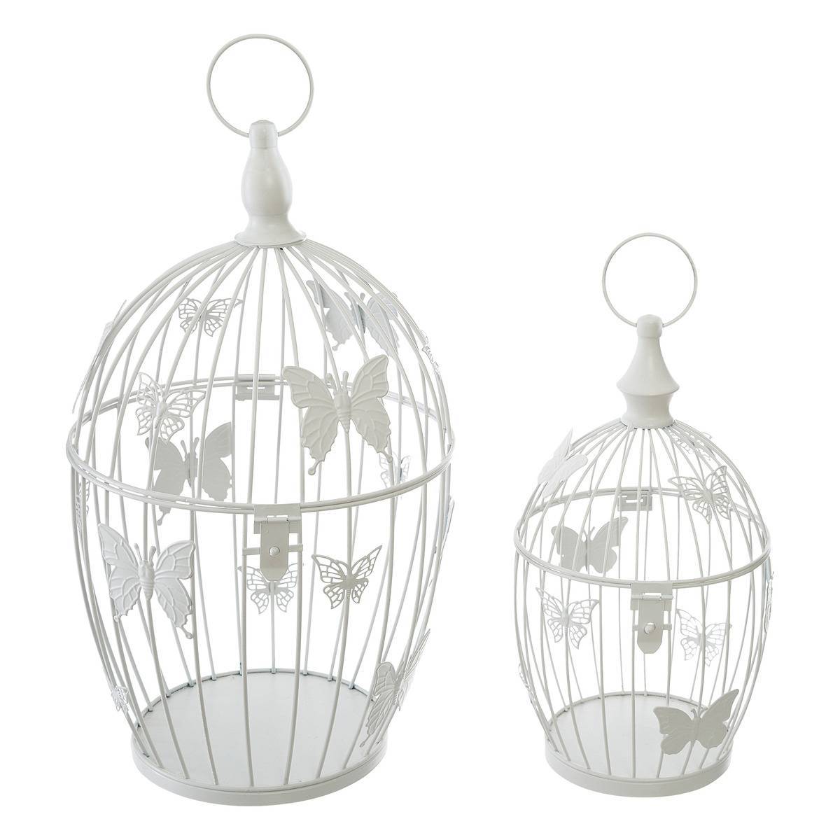 Atmosphera - Set de 2 cages "Yanna" en métal blanc D17/23,5cm - Atmosphera Créateur d'intérieur - Imagen 1