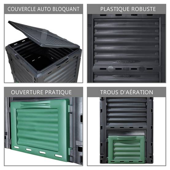 Vounot - Composteur de jardin 300L Qualité Supérieure pour Jardin Déchets - Image 5
