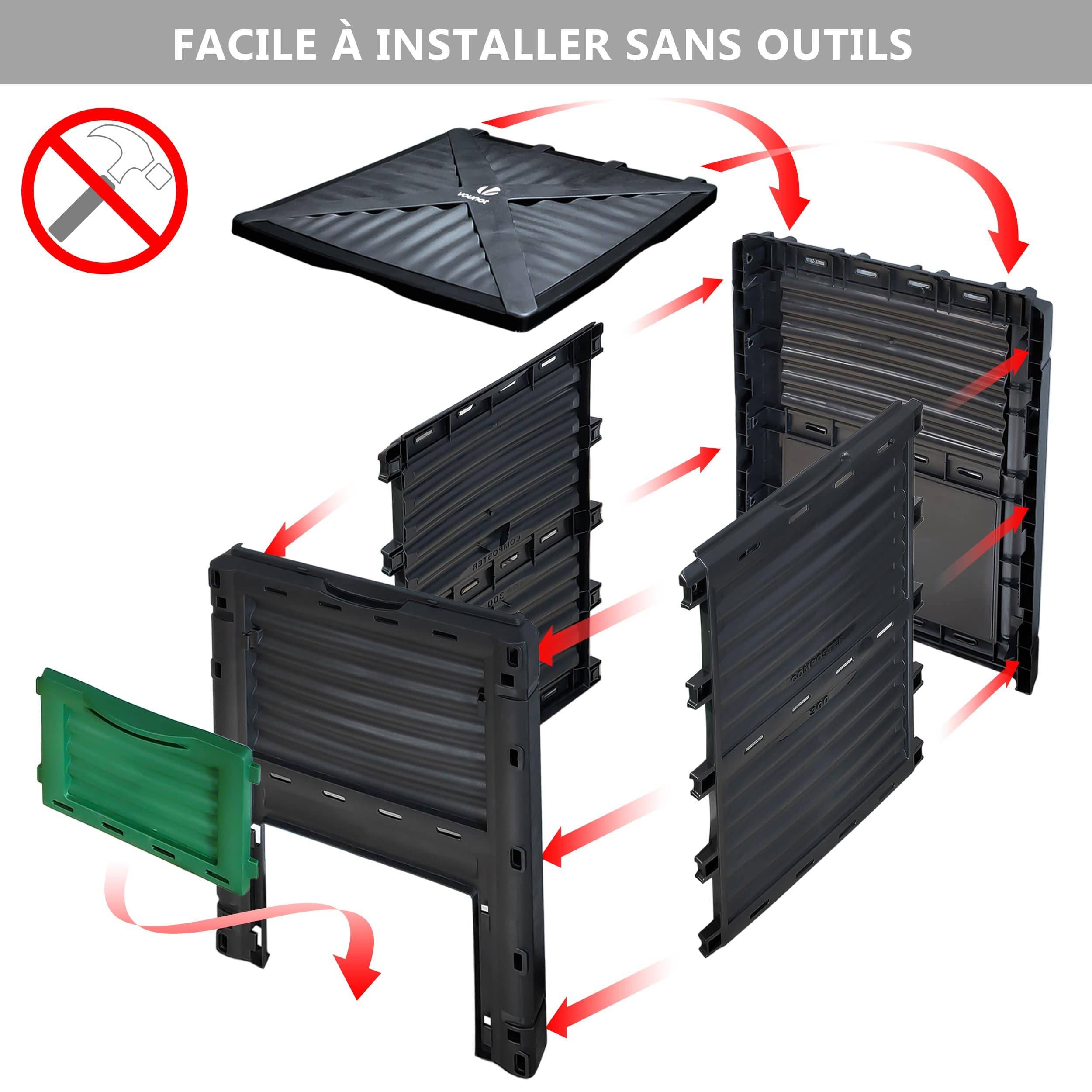 Vounot - Composteur de jardin 300L Qualité Supérieure pour Jardin Déchets - Image 6