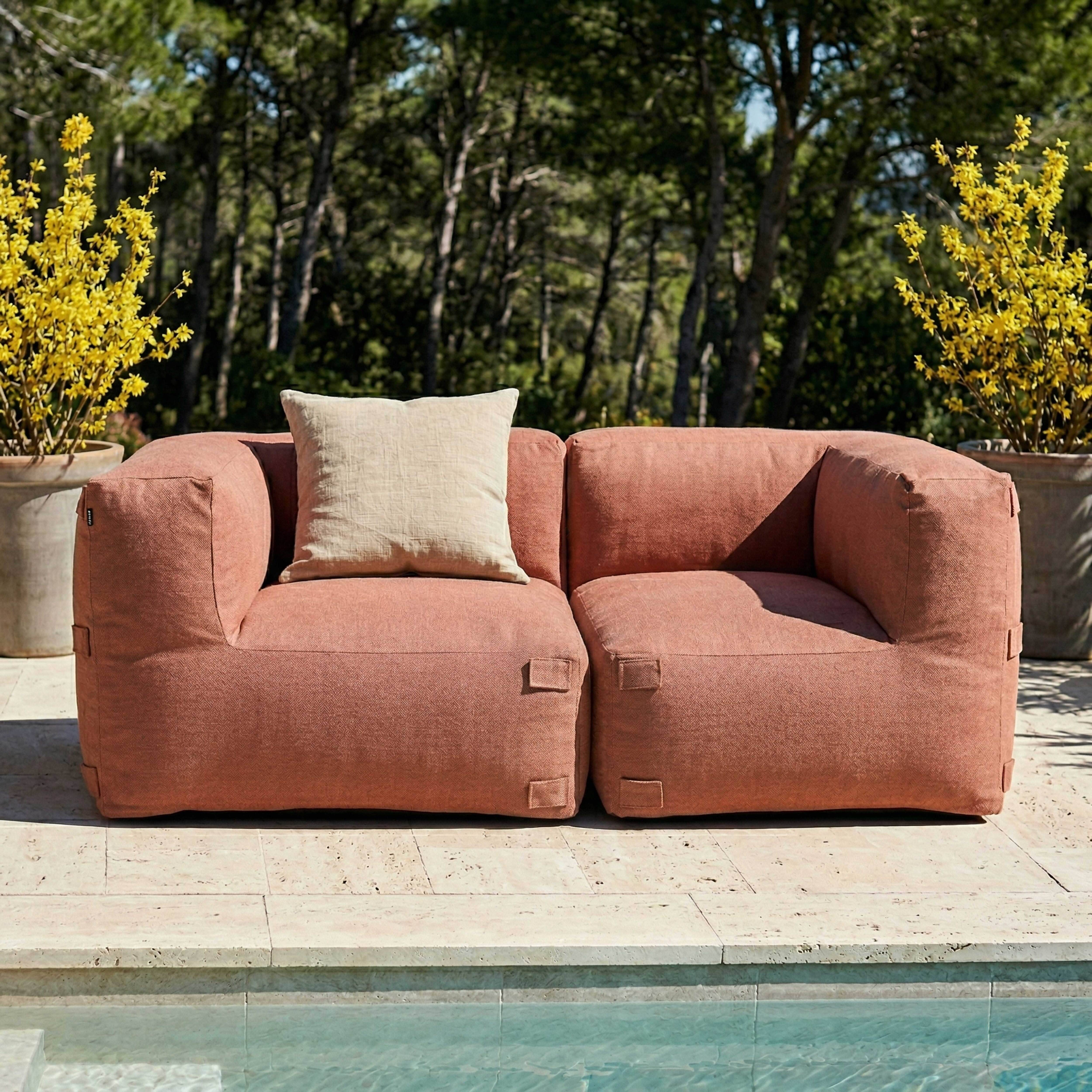 Oviala - Salon de jardin modulable avec 2 fauteuils d'angle terracotta Mixi - Oviala - Image 3