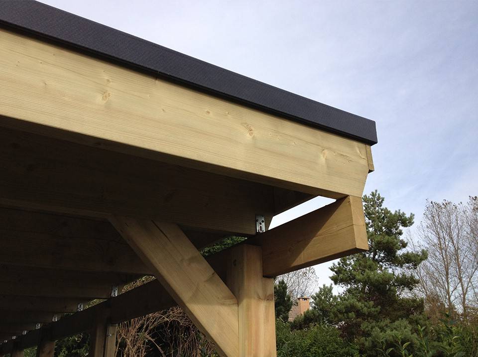 Direct Abris - Carport Bois CASTELLANE 373X555 Panneau Latéral Intégré - Toiture en Bois + Feutre Bitumeux - Abri 1 Voiture - Imagen 6