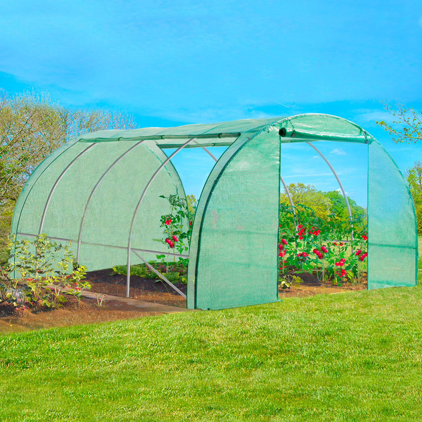 Serre tunnel de jardin 4 saisons 12M² verte gamme maraîchère ZEBRA 4x3M - Image 1