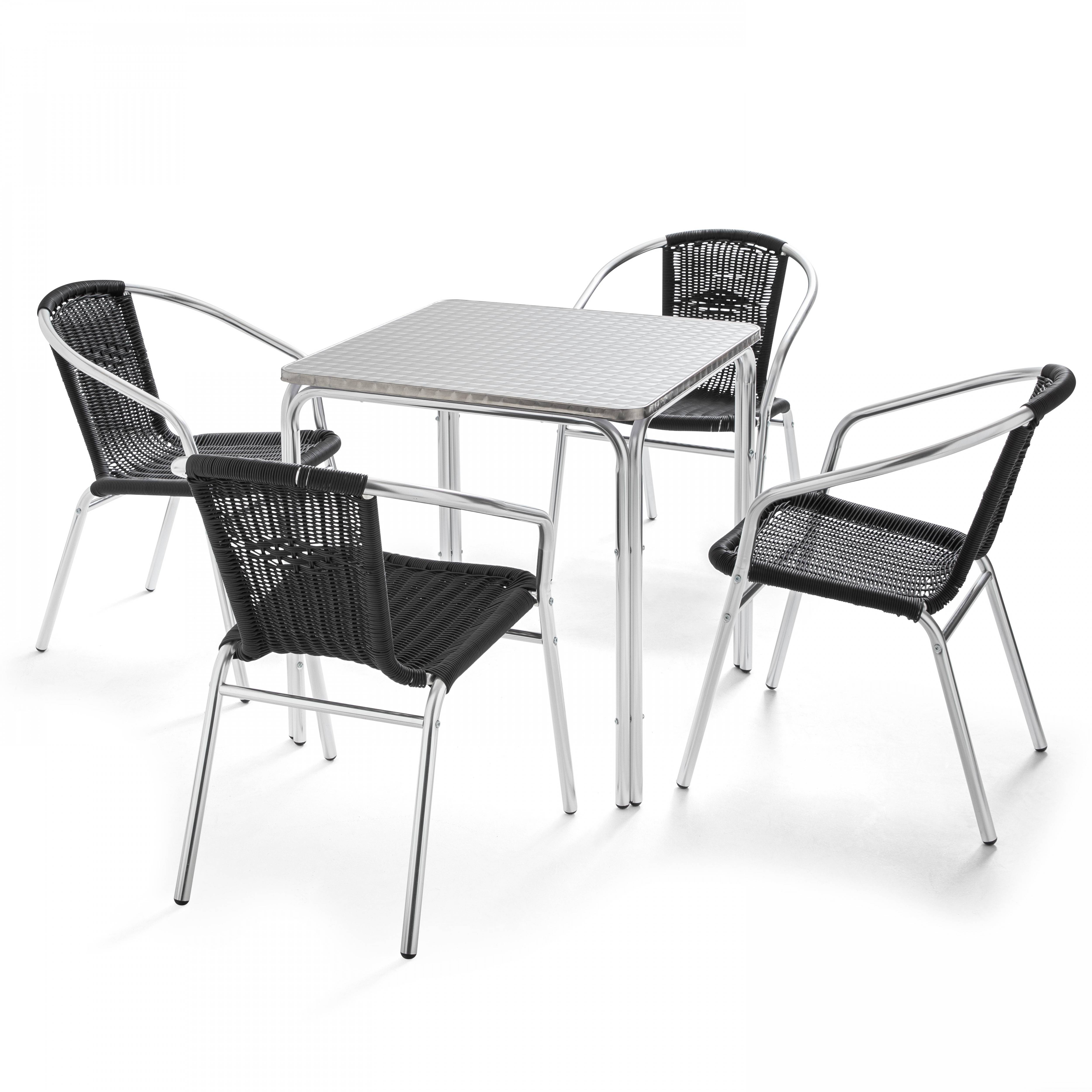 Oviala - Table de jardin carrée en aluminium et 4 chaises Nothing Hill - Oviala - Imagen 1