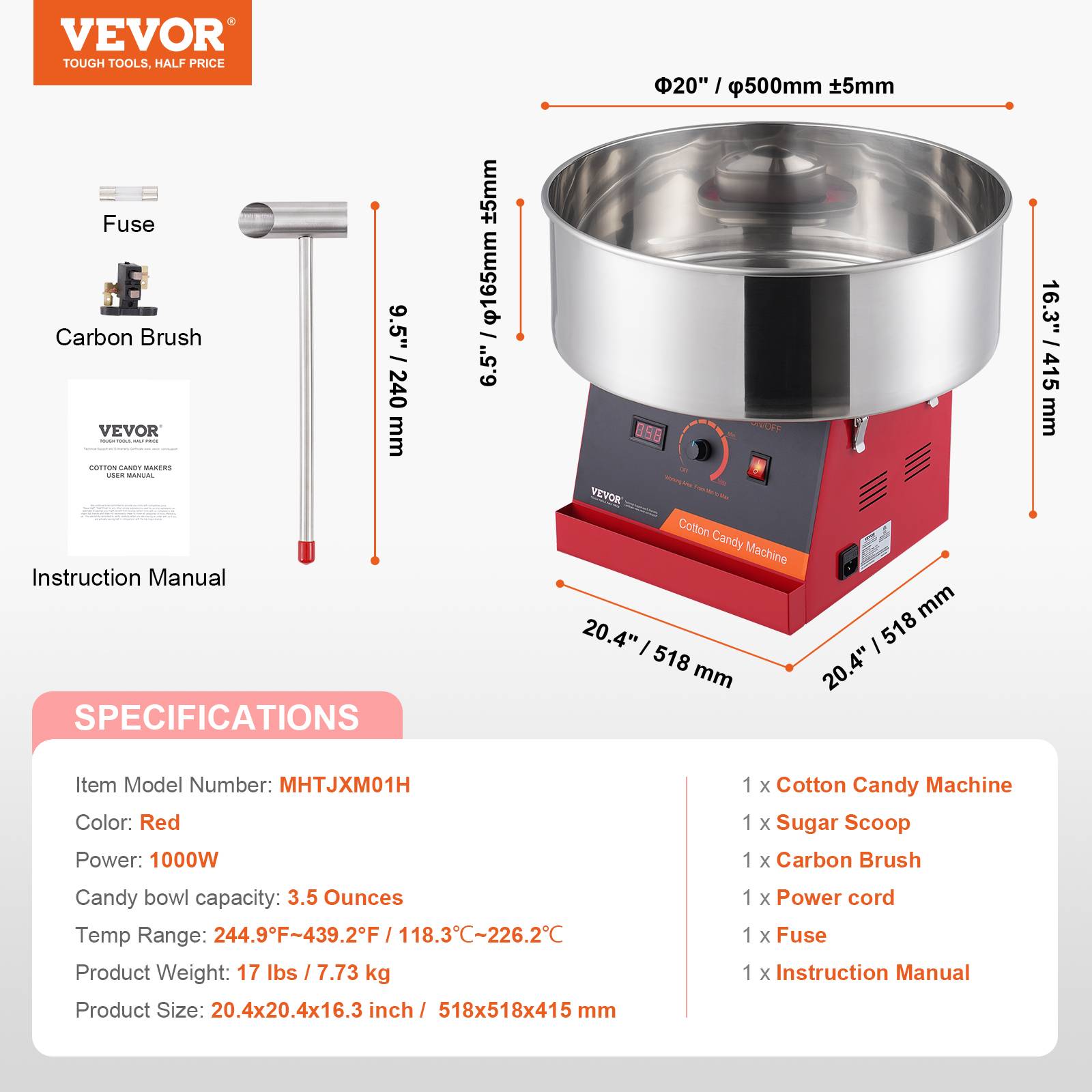 VEVOR Machine barbe à papa électrique, 1000 W, bol inox. Pour maison, fête, anniversaire. - Image 7