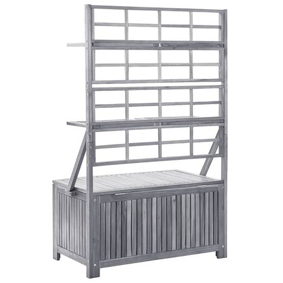 Boîte de rangement avec treillis bois d'acacia gris 99 x 55 x 160 cm - PANGIVO - Image 5