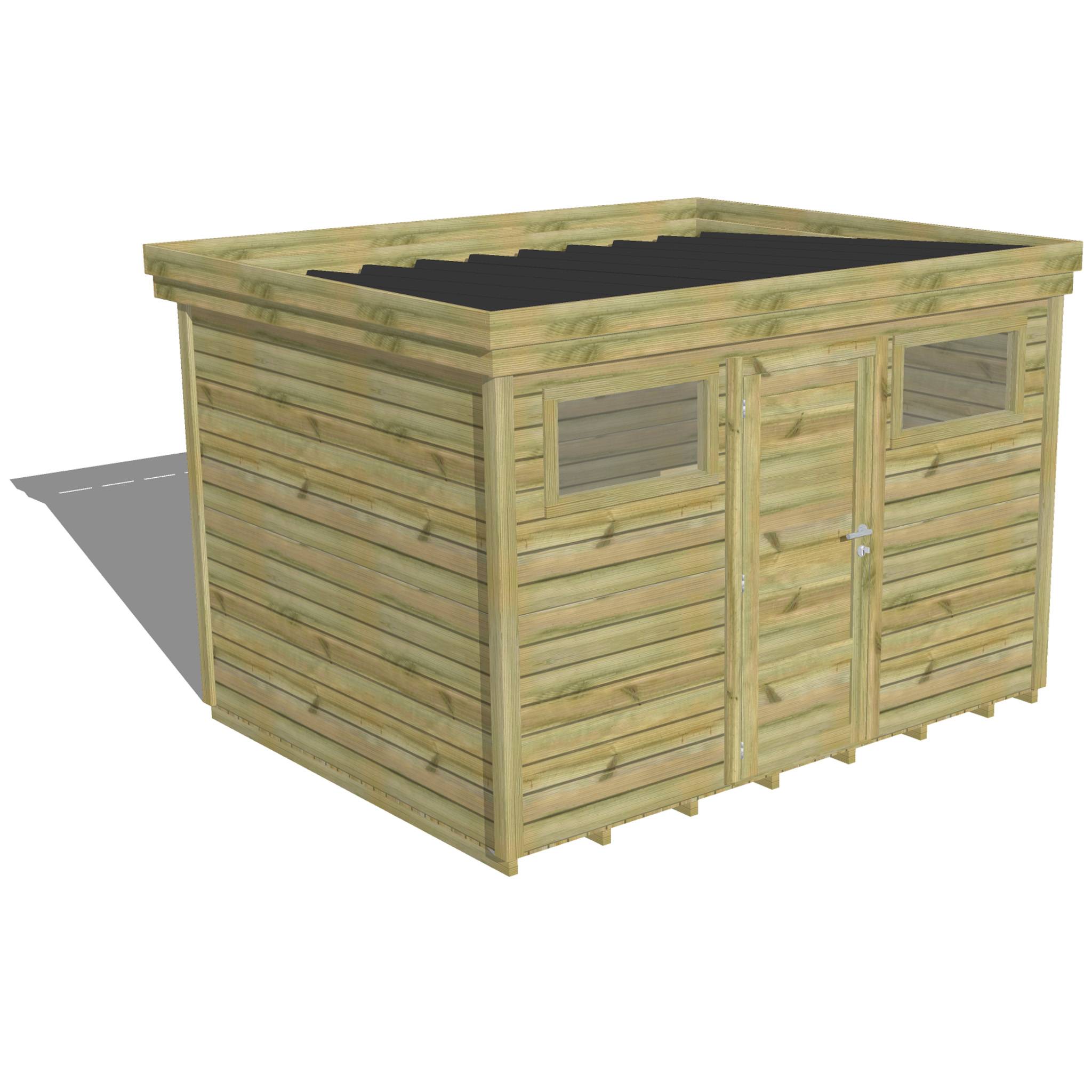 ABRI DE JARDIN bois  autoclave 27mm - 3,44x2,64m / 9m2 - Bac acier - Plancher bois