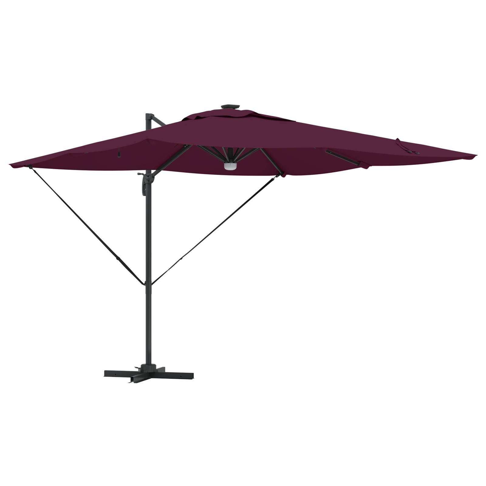 Maison Chic - Parasol Déporté de jardin - Parasol d'extérieur Roma de avec LEDs Bordeaux Rouge 286x285x270 cm Aluminium