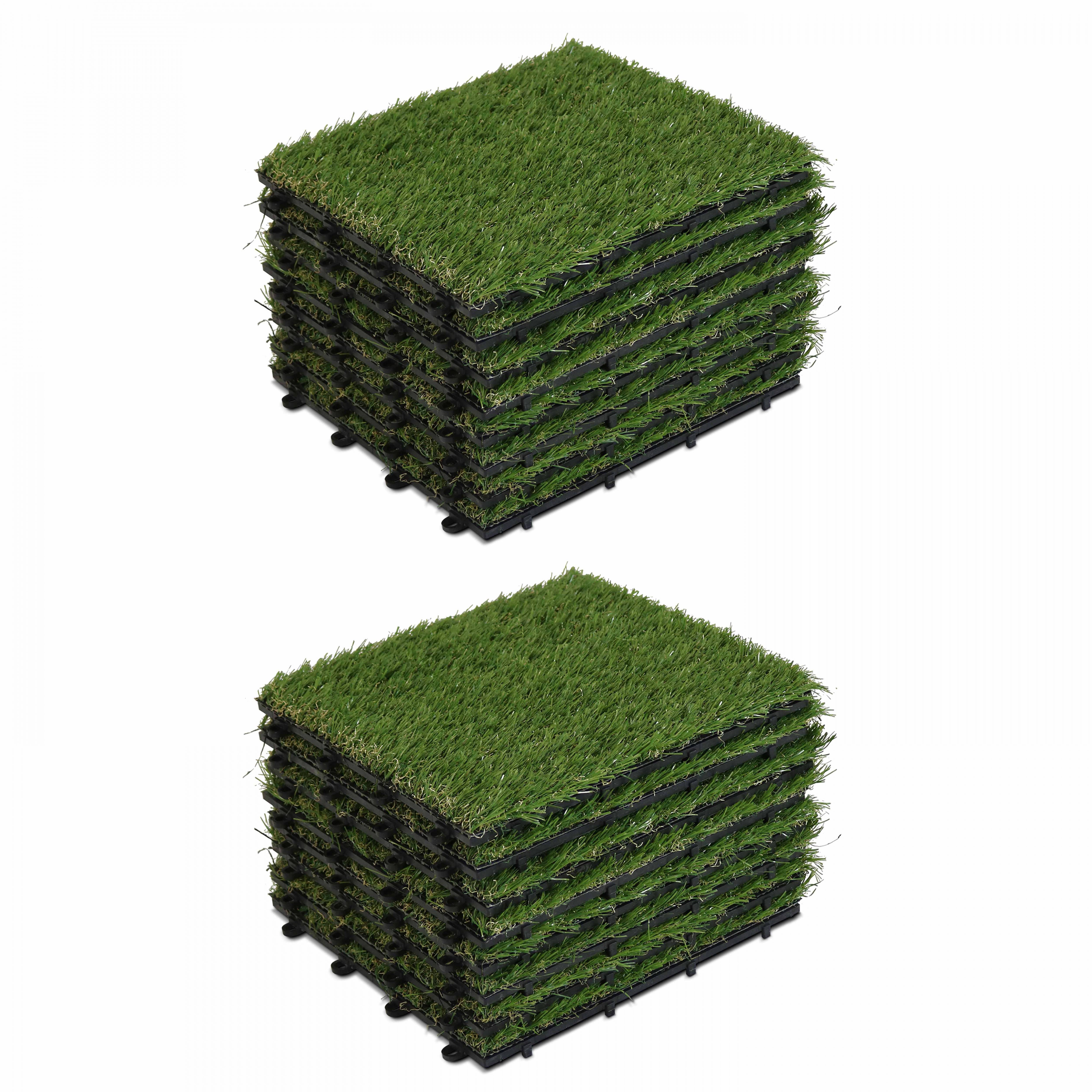 Oviala - Lot de 16 dalles clipsables gazon artificiel vert Arena - Oviala - Imagen 1