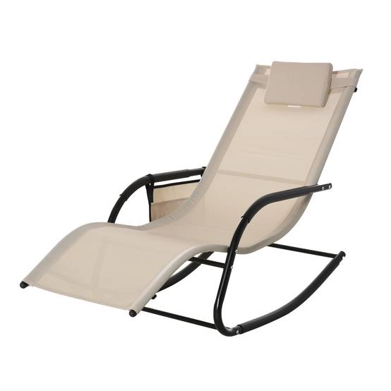 Fauteuil à bascule métal et textilène beige 150 x 62 x 88 cm - PANGIVO - Image 1